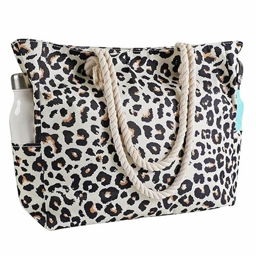 XXL WOMEN'S BEACH BAG WITH ZIPPER FOLDING FOR SHOPPING AT HOME