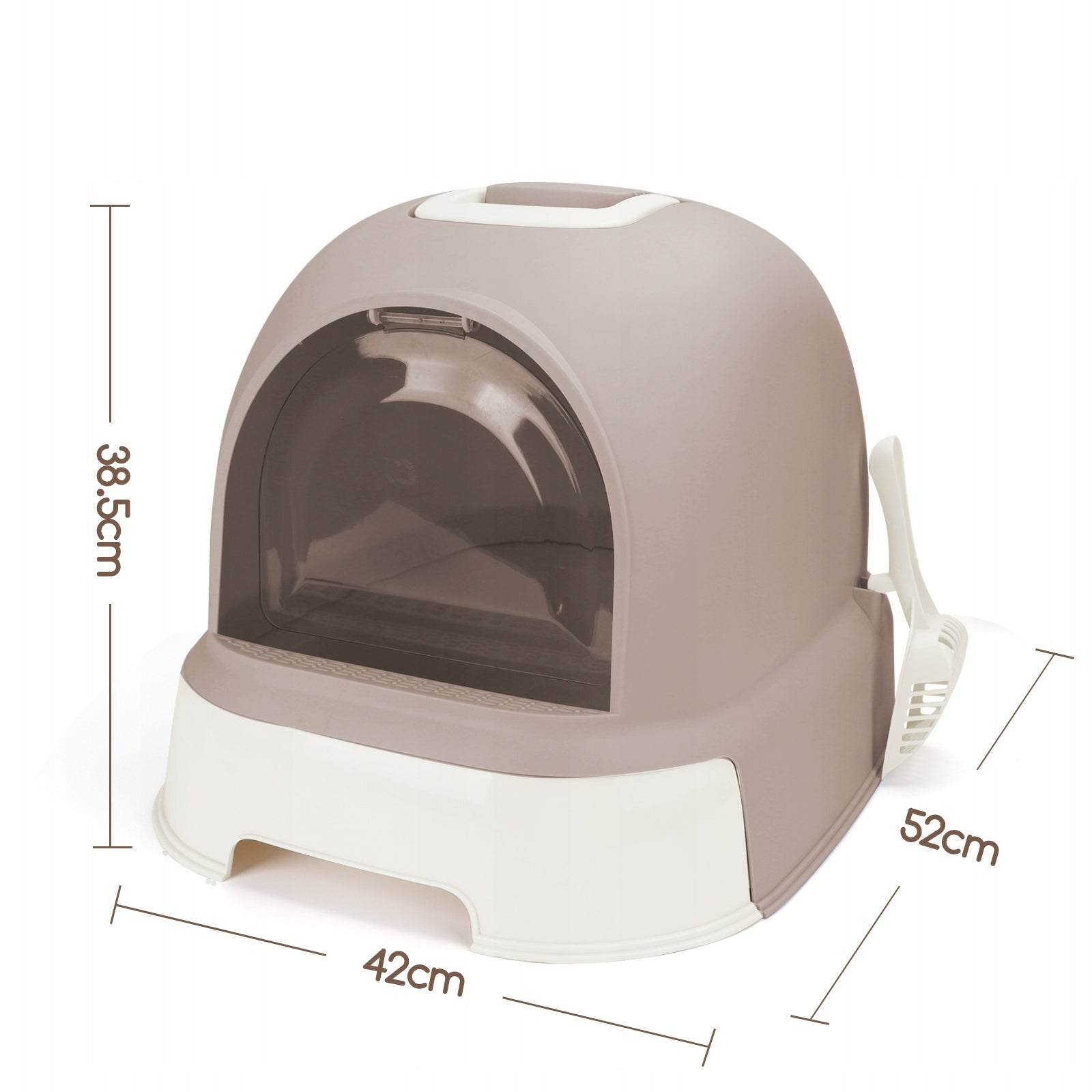 XXL closed cat litter box with drawer large brown 52x42x38,5 spatula Kind closed litter box
