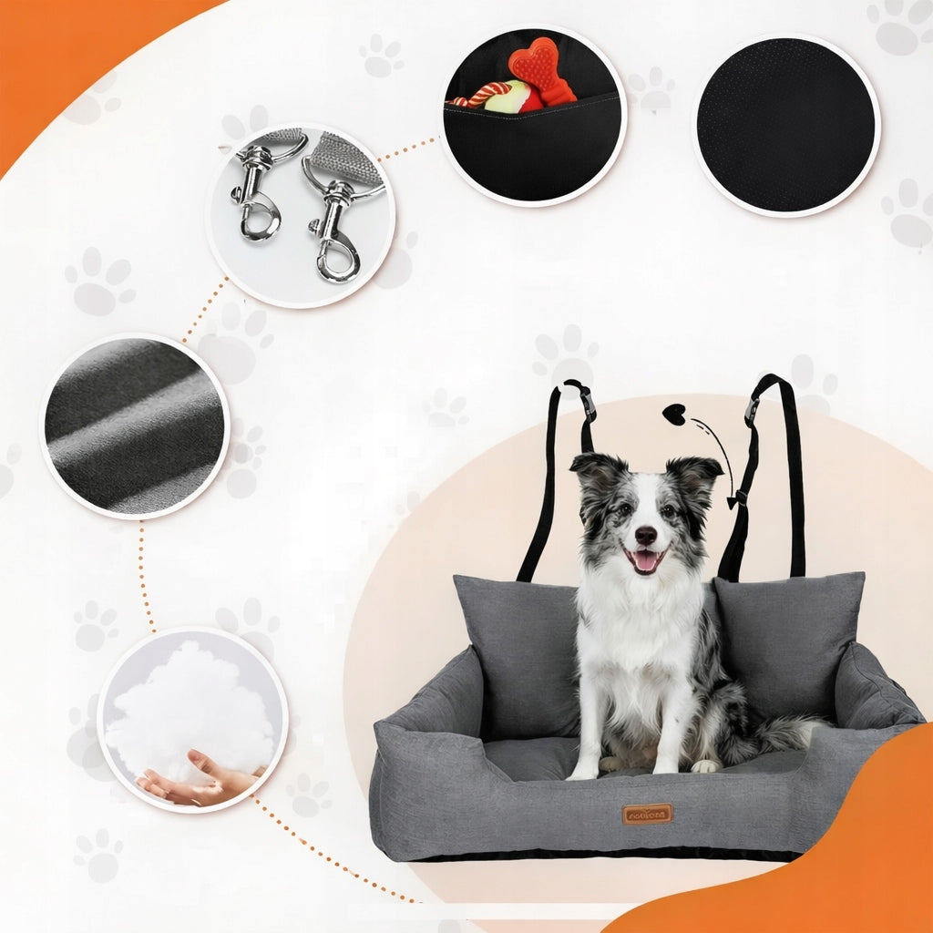 XXL dog car seat for rear seat for 2 dogs 92x50 cm Brand Nobleza