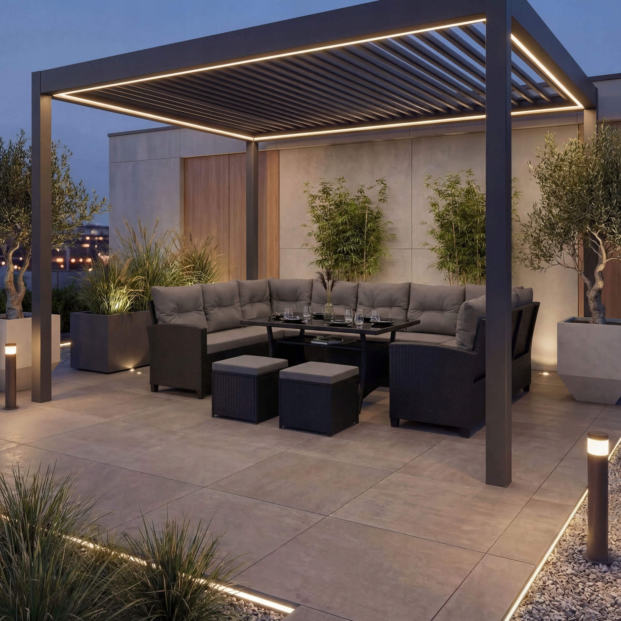 XXL garden furniture set technoratan PORTO black, cushions two containers Main material synthetic rattan