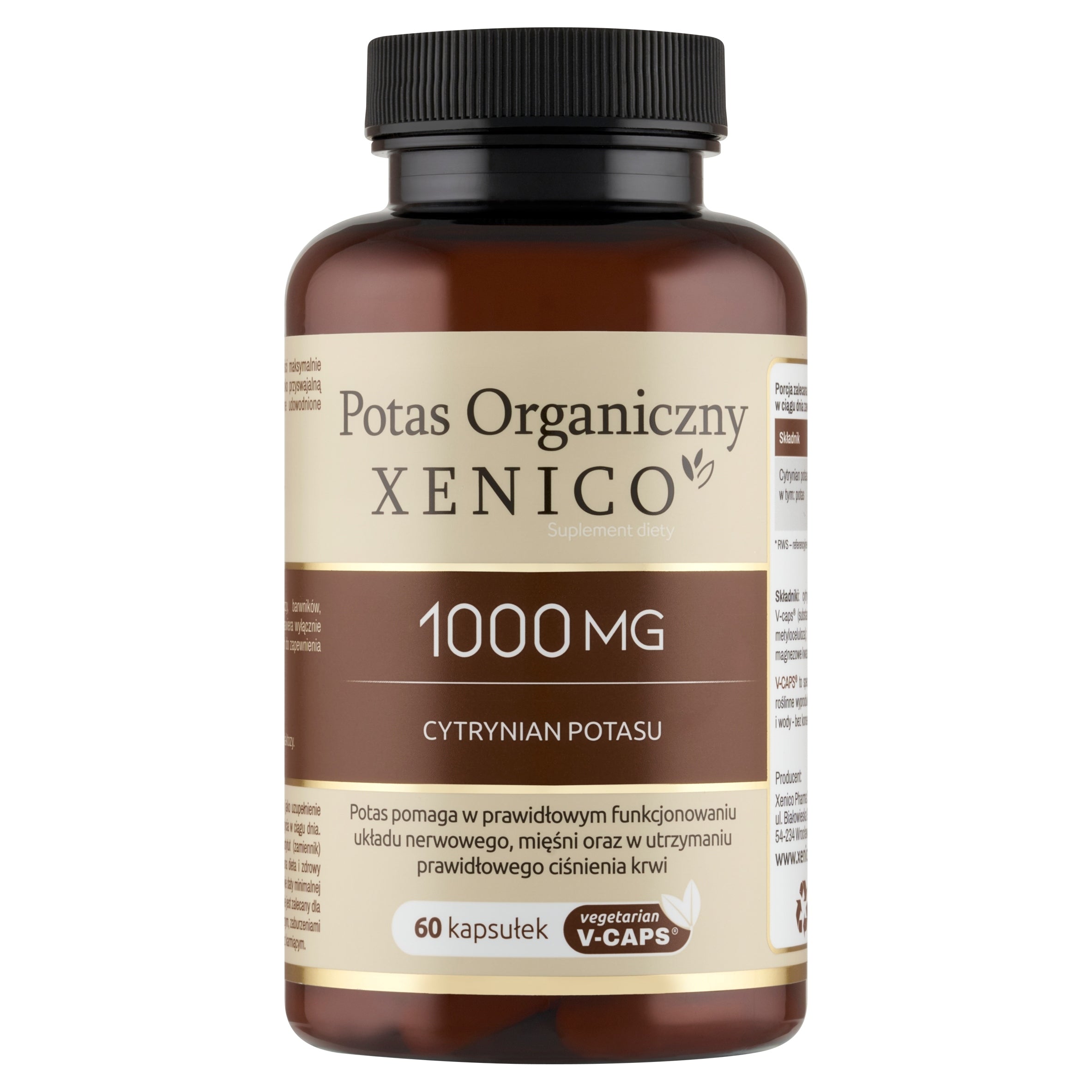 Xenico Pharma Natural Organic Potassium 1000 mg Potassium Citrate 60 kaps. Brand XenicoPharma