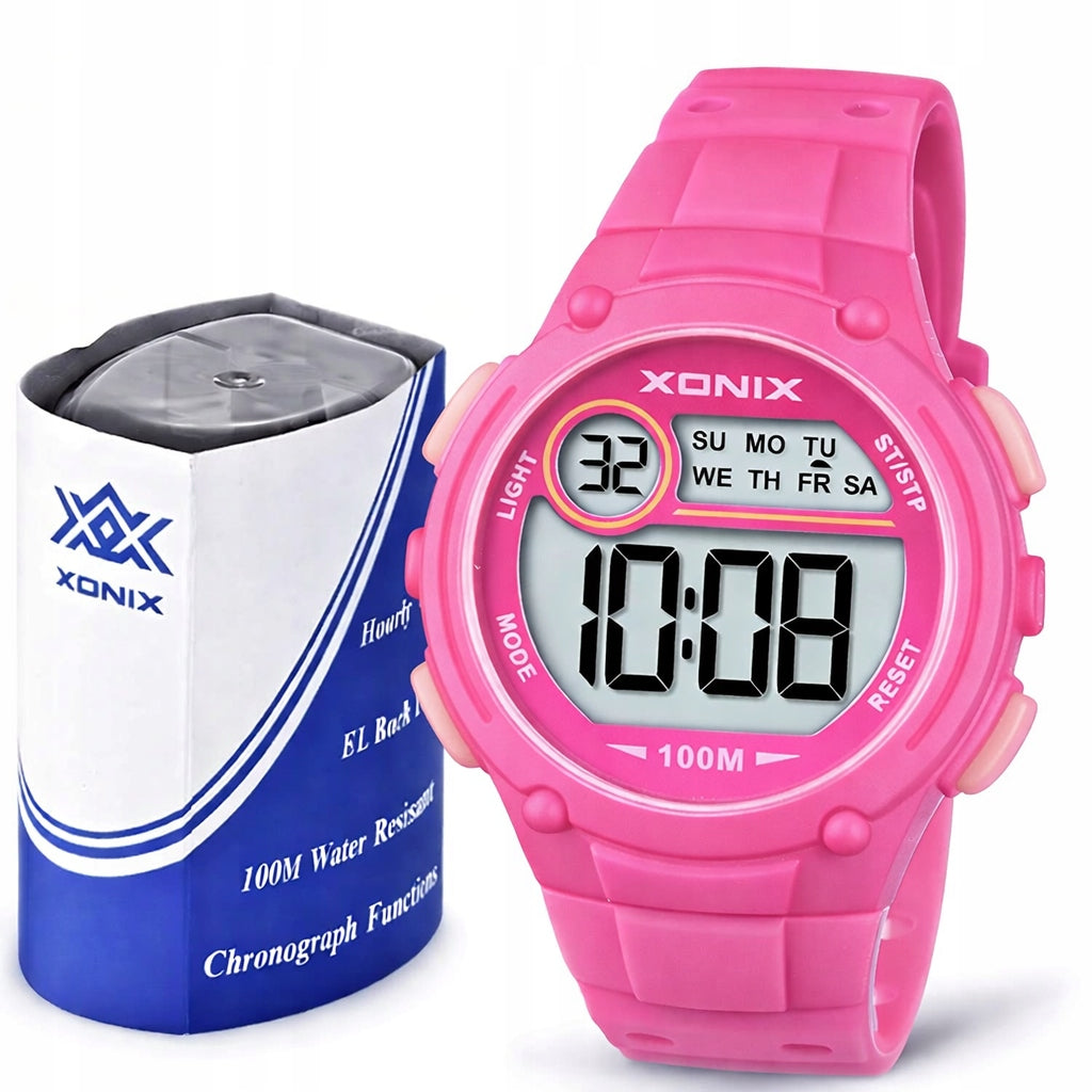 Xonix children's watch pink illuminated waterproof electronic small