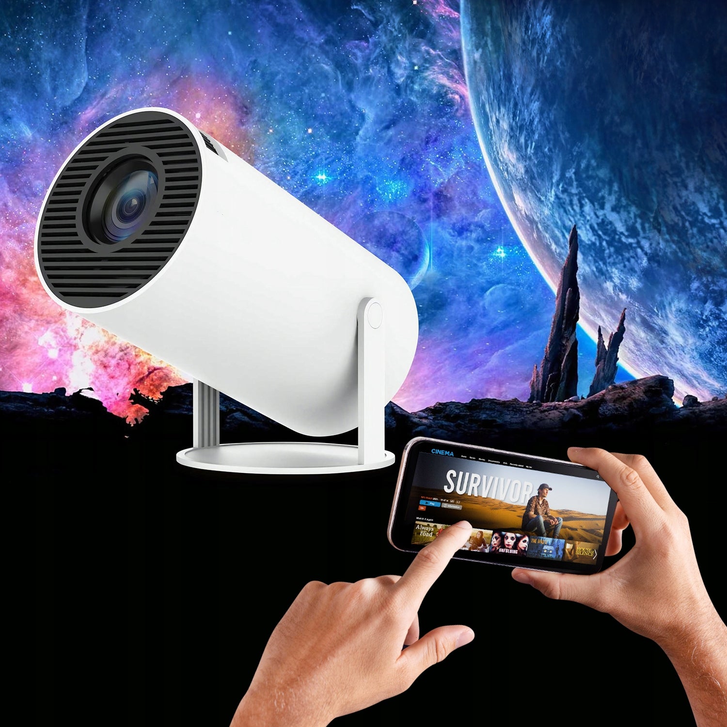 Y4 PRO YOTON PORTABLE LED PROJECTOR 1280x720 130 INCH Wi-Fi WHITE SPEAKER Packaging status original