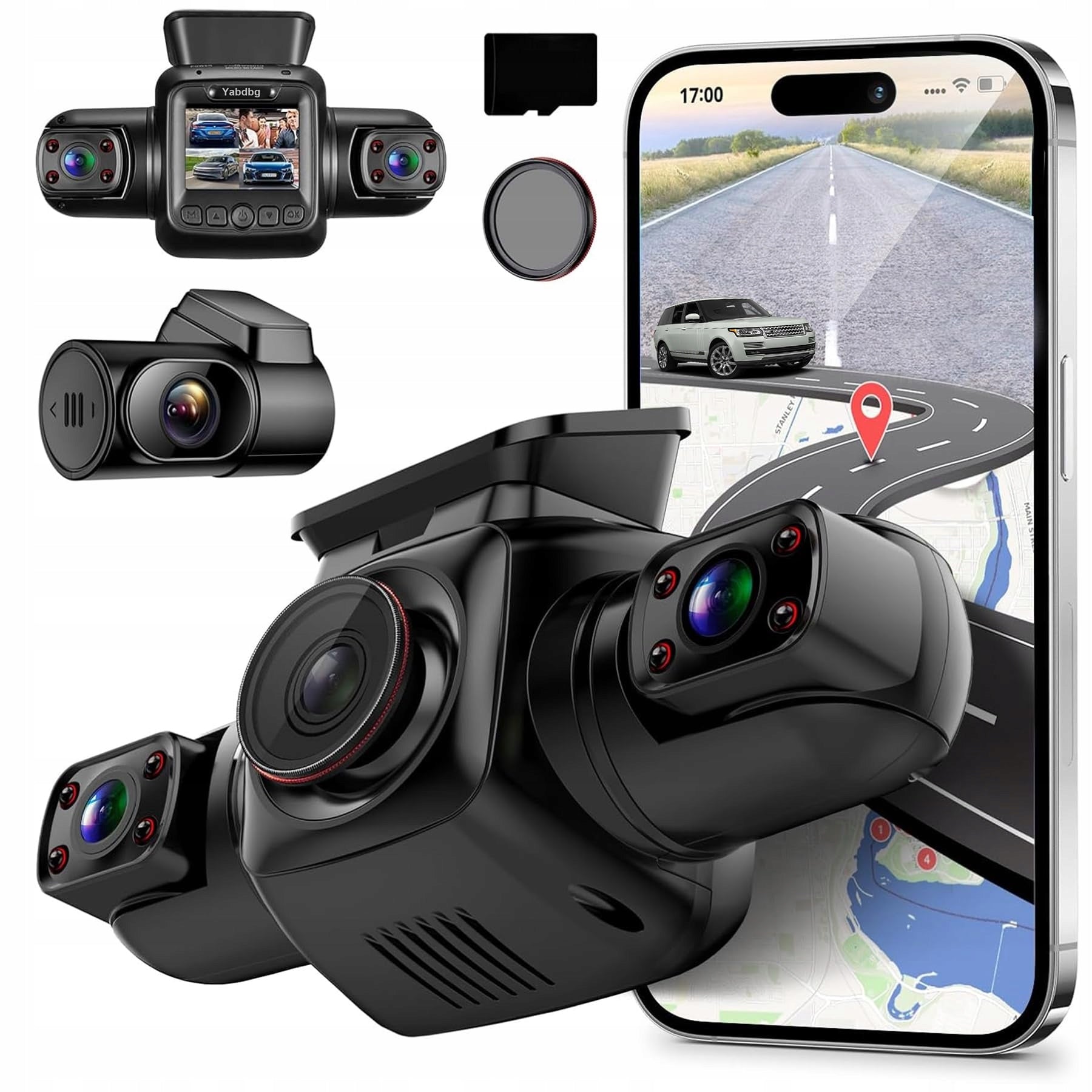 YABDBG Car Camera 4x1080P GPS WiFi 360° View 24H Parking Mode
