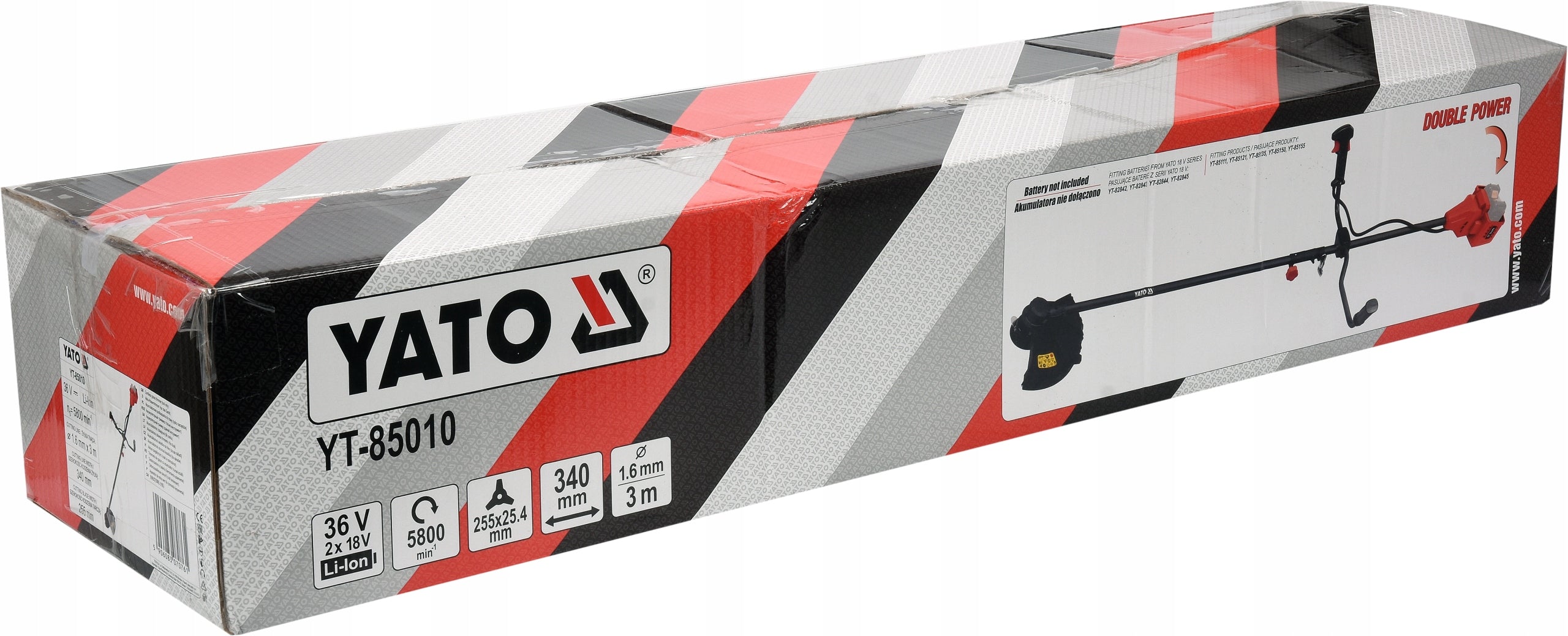 YATO 36V CORDLESS TRIMMER WITH DIAL AND LINE - WITHOUT BATTERY Cutting diameter 34 cm