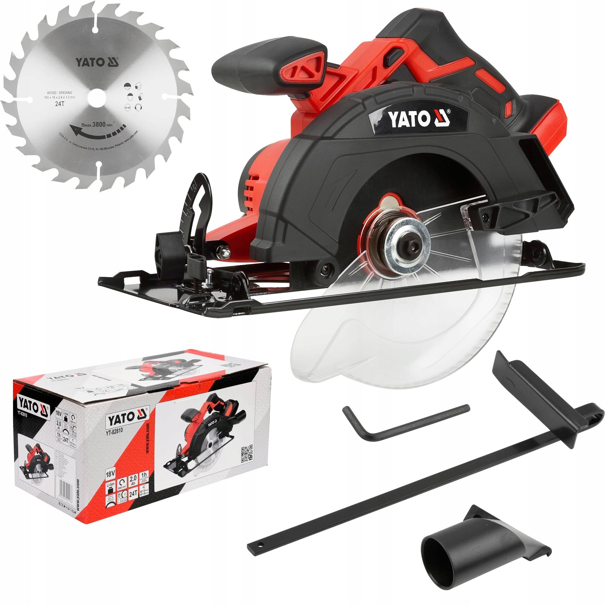YATO CIRCULAR SAW 165MM CORDLESS SAW 18V BODY WITHOUT BATTERY Disc diameter 165 mm