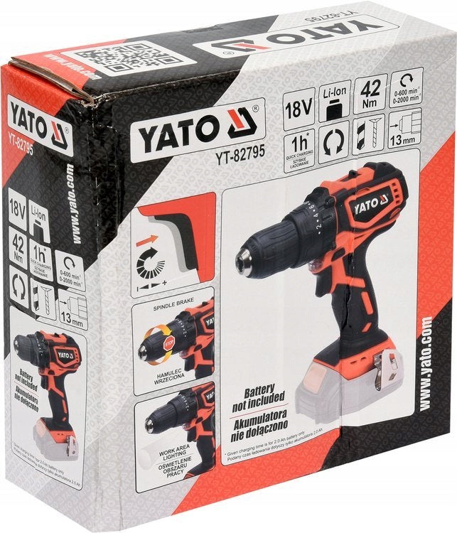 YATO CORDLESS SCREWDRIVER18V WITHOUT BATTERY SOLO YT-82795 Manufacturer code YT-82795