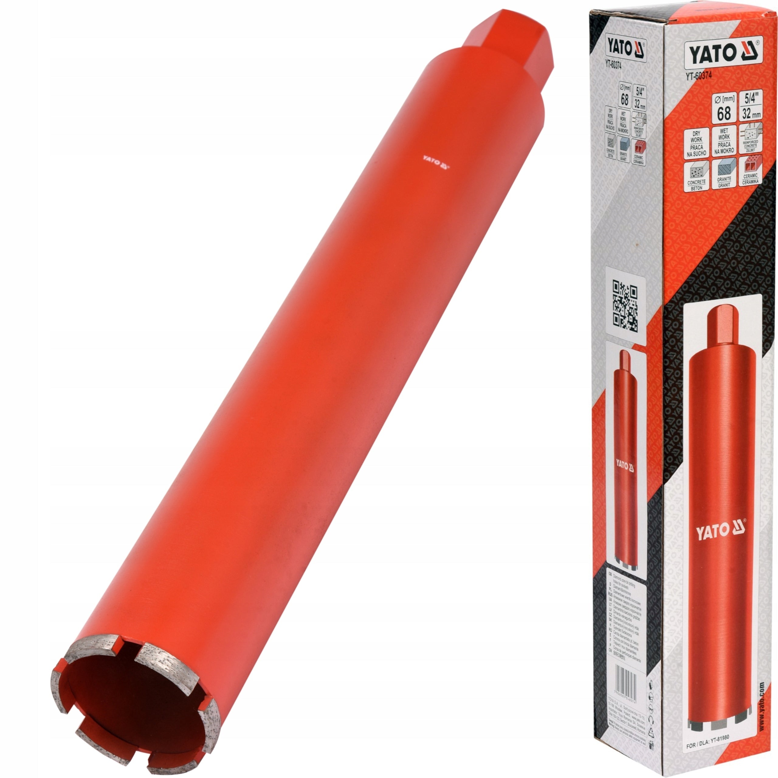 YATO CROWN DRILL BIT FOR DRILL HOLE SAW 68MM FOR CONCRETE YT-60374 Product weight with unit packaging 2.06 kg