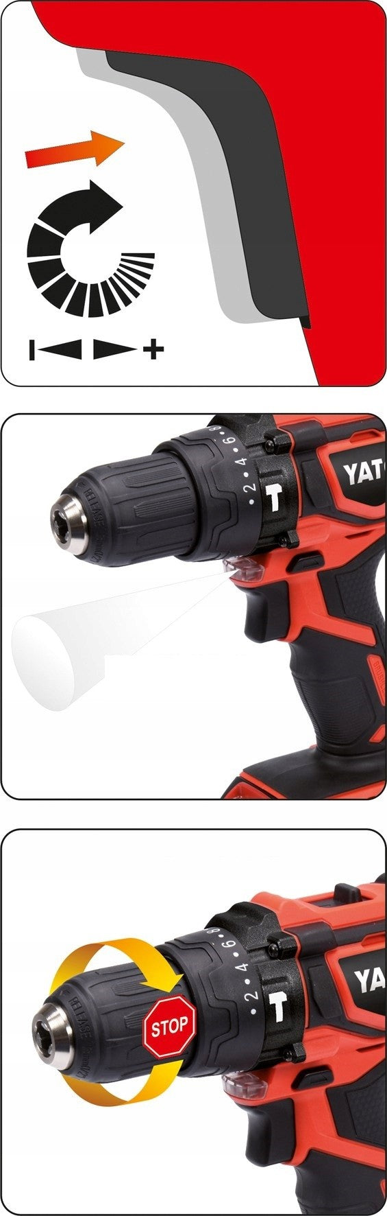 YATO DRILL BATTERY SCREWDRIVER 18V 42Nm LED YT-82781 2 SPEED LI-ION Series YT-82781