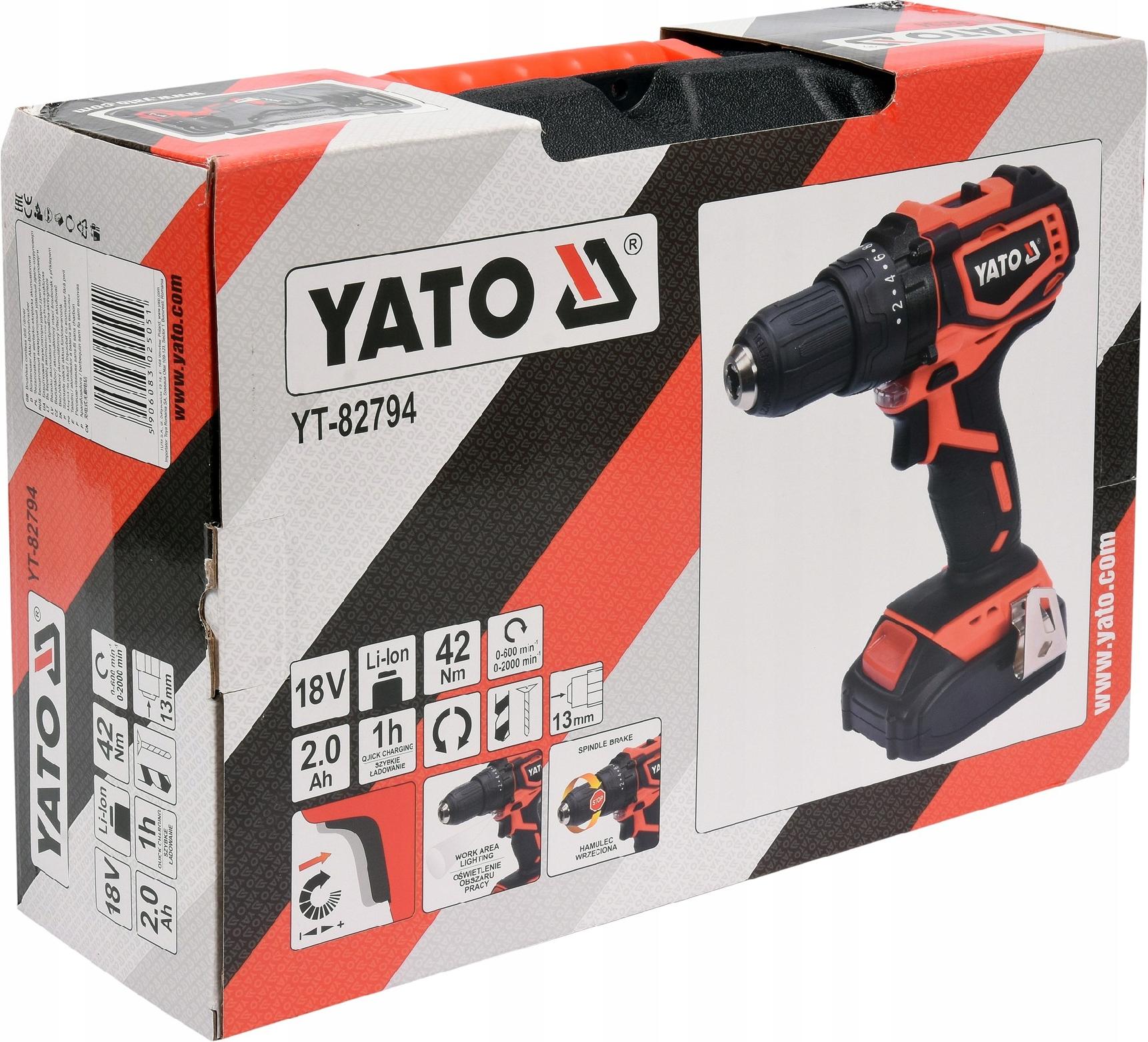 YATO DRILL/DRIVER 18V BRUSHLESS 2AH YT-82794 Power supply rechargeable battery