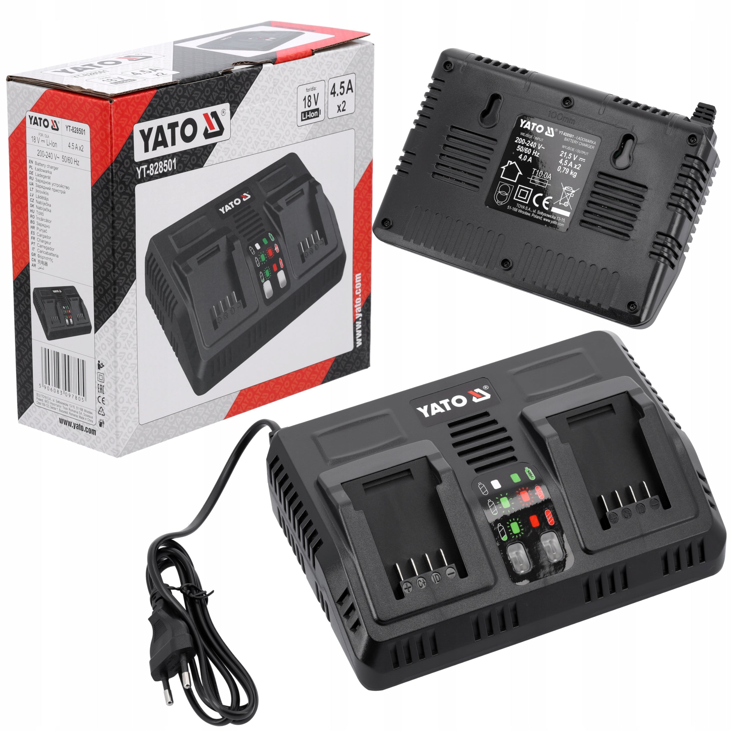 YATO INTELLIGENT DOUBLE CHARGER WITH COOLING SYSTEM FOR 18V SYSTEM