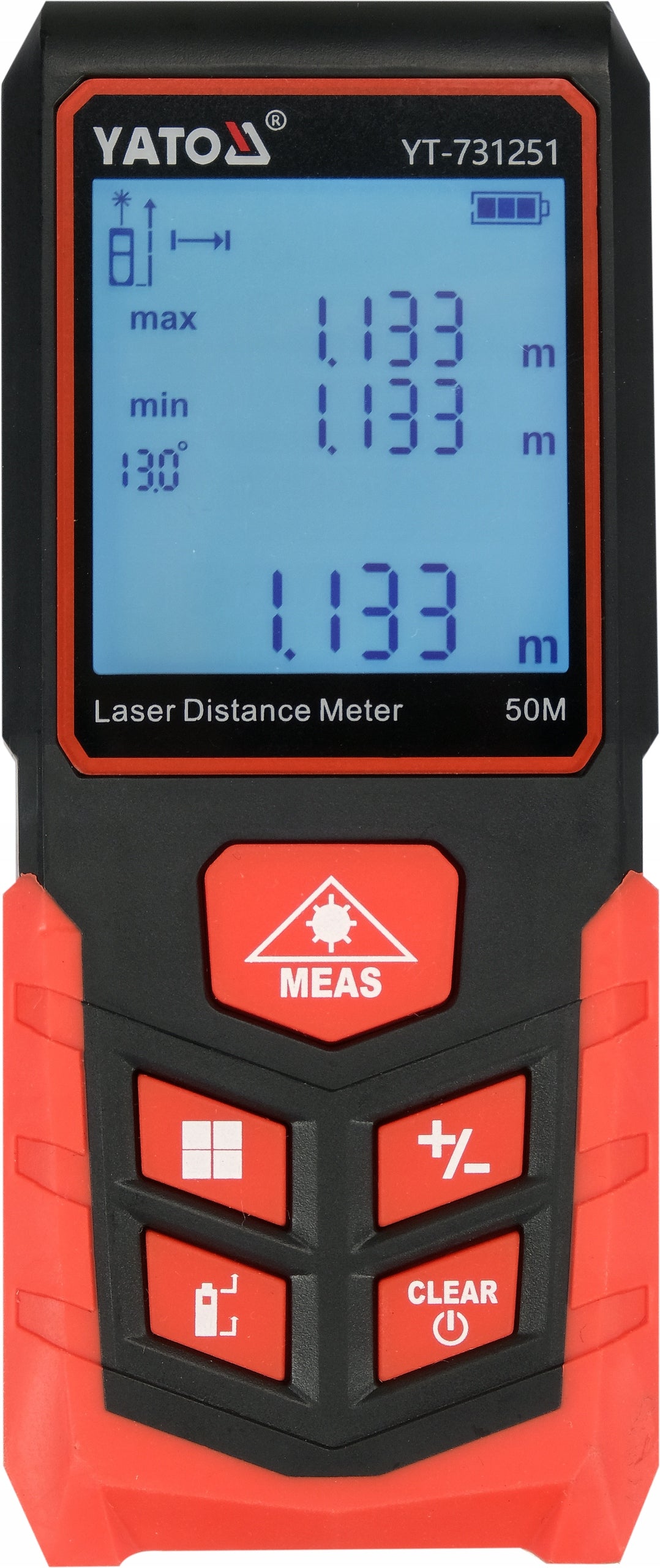 YATO LASER RANGEFINDER 50m DIGITAL DISTANCE METER LCD MEMORY 99 Manufacturer code YT-731251