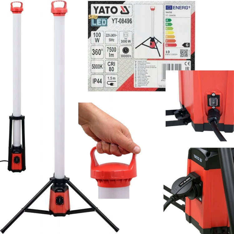 YATO LED WORKSHOP LAMP 100W WITH TRIPOD 360° 7500LM