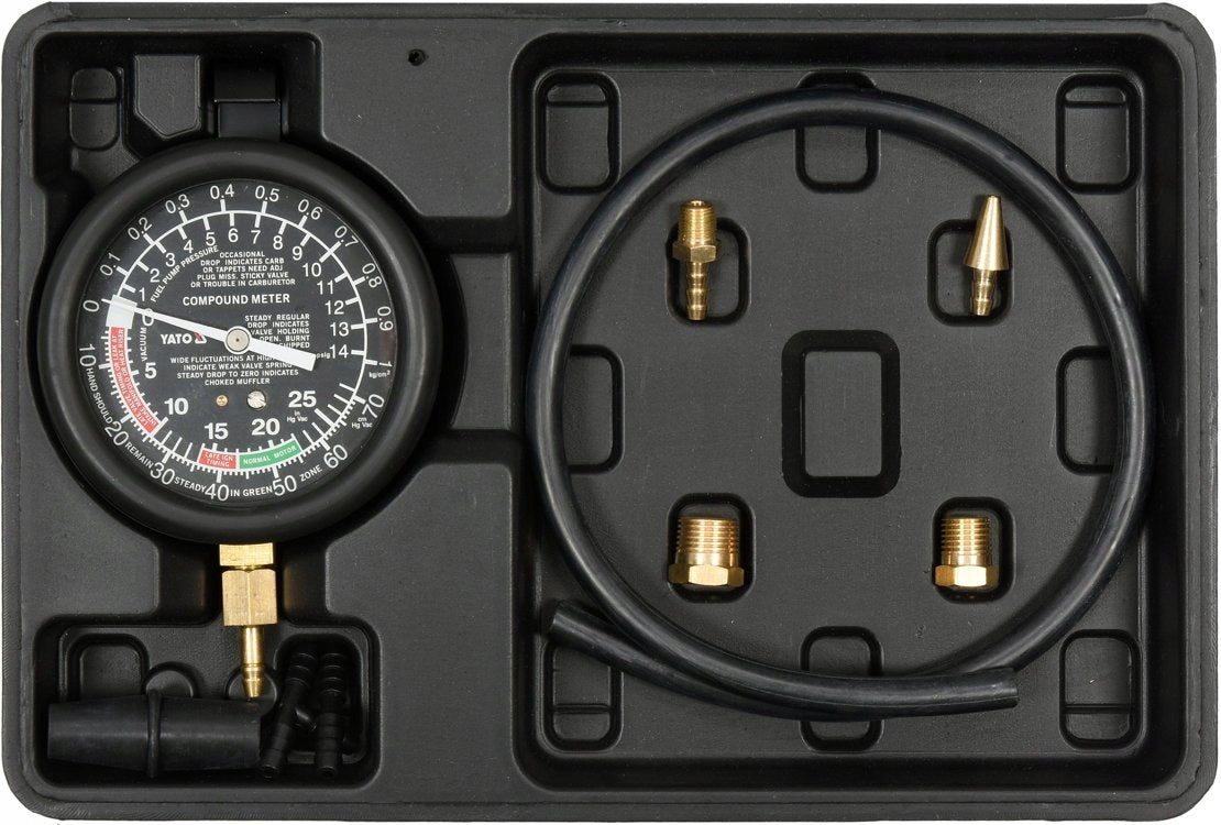 YATO METER TESTER FOR VACUUM PRESSURE MEASUREMENT VACUOMETER 9 PIECES Brand Yato
