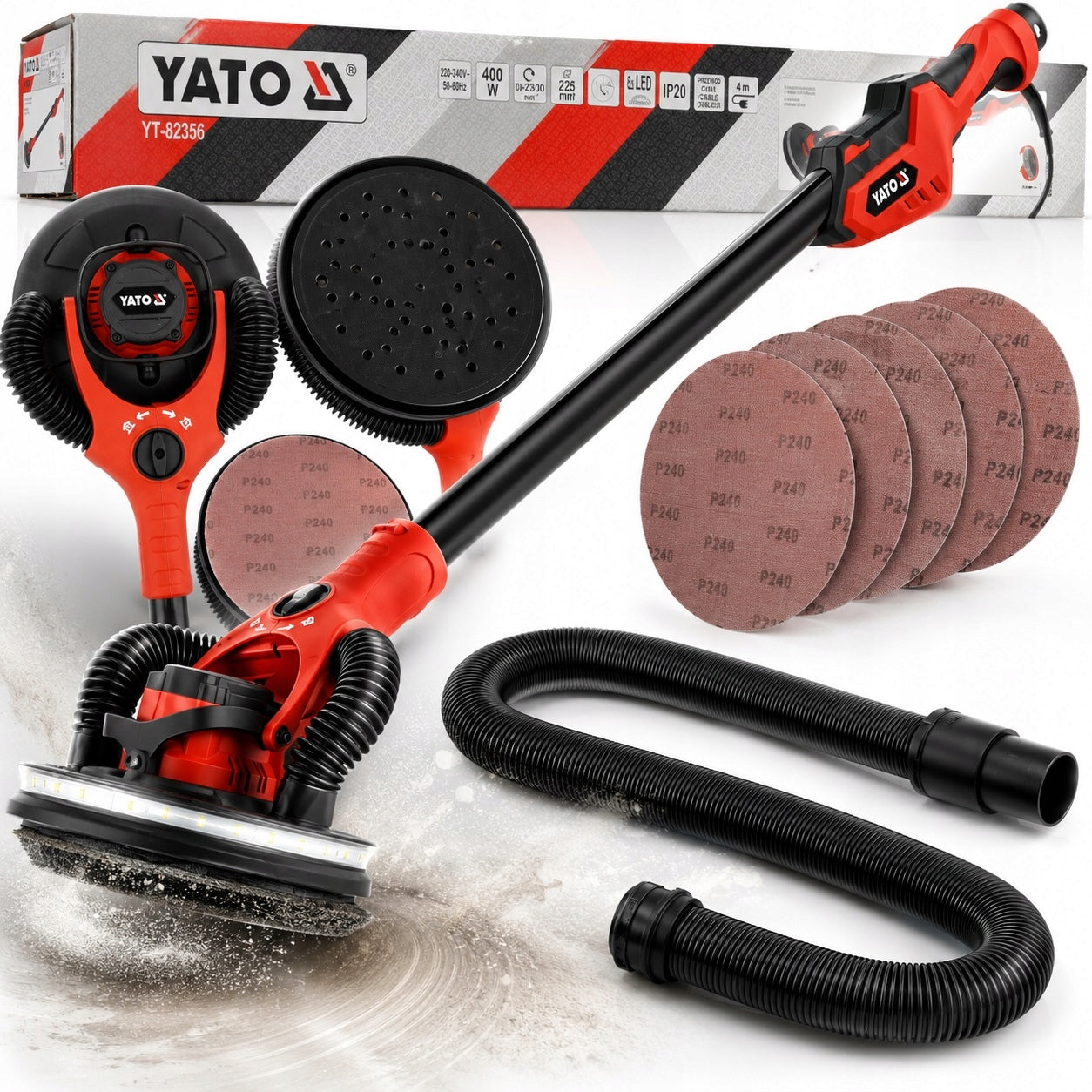 YATO ORBITAL GRINDER FOR 225MM FINISH (BRUSHLESS, LED) DUST-FREE