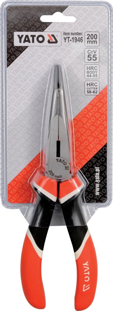 YATO PLIERS ELONGATED BENT CRV 8"" Product weight with unit packaging 0.267 kg