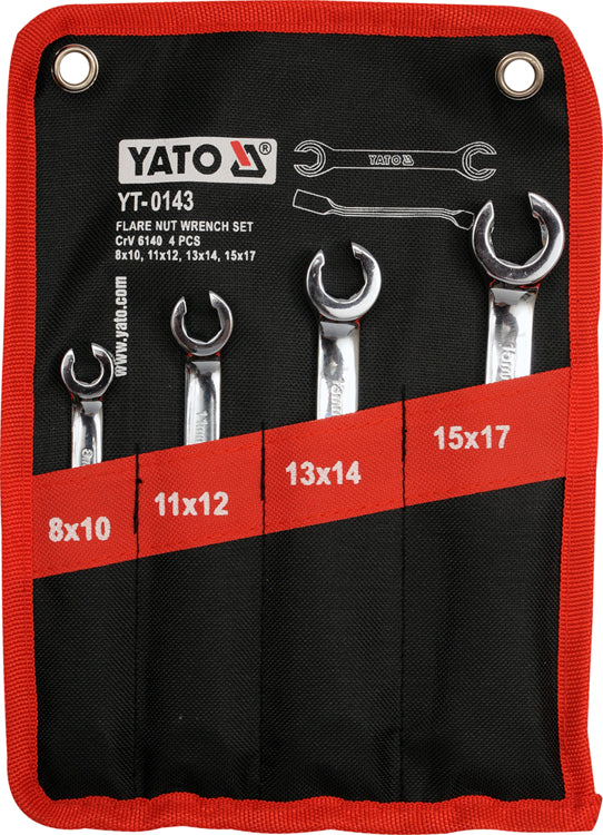 YATO SEMI-OPEN EYE WRENCHES FOR BRAKE LINES 4 PIECES YT-0143