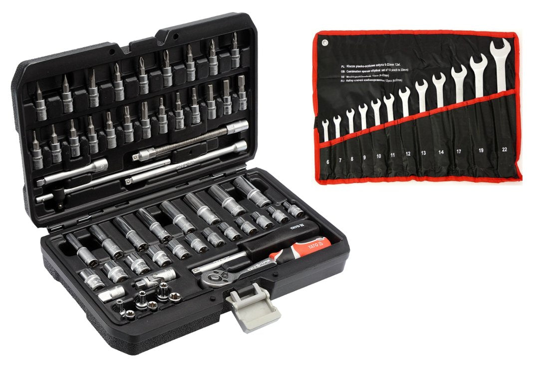 YATO SET 56el SOCKET WRENCHES YT-14501 + FLAT-EYE 6-22mm 12 PCS Manufacturer code YT-14501