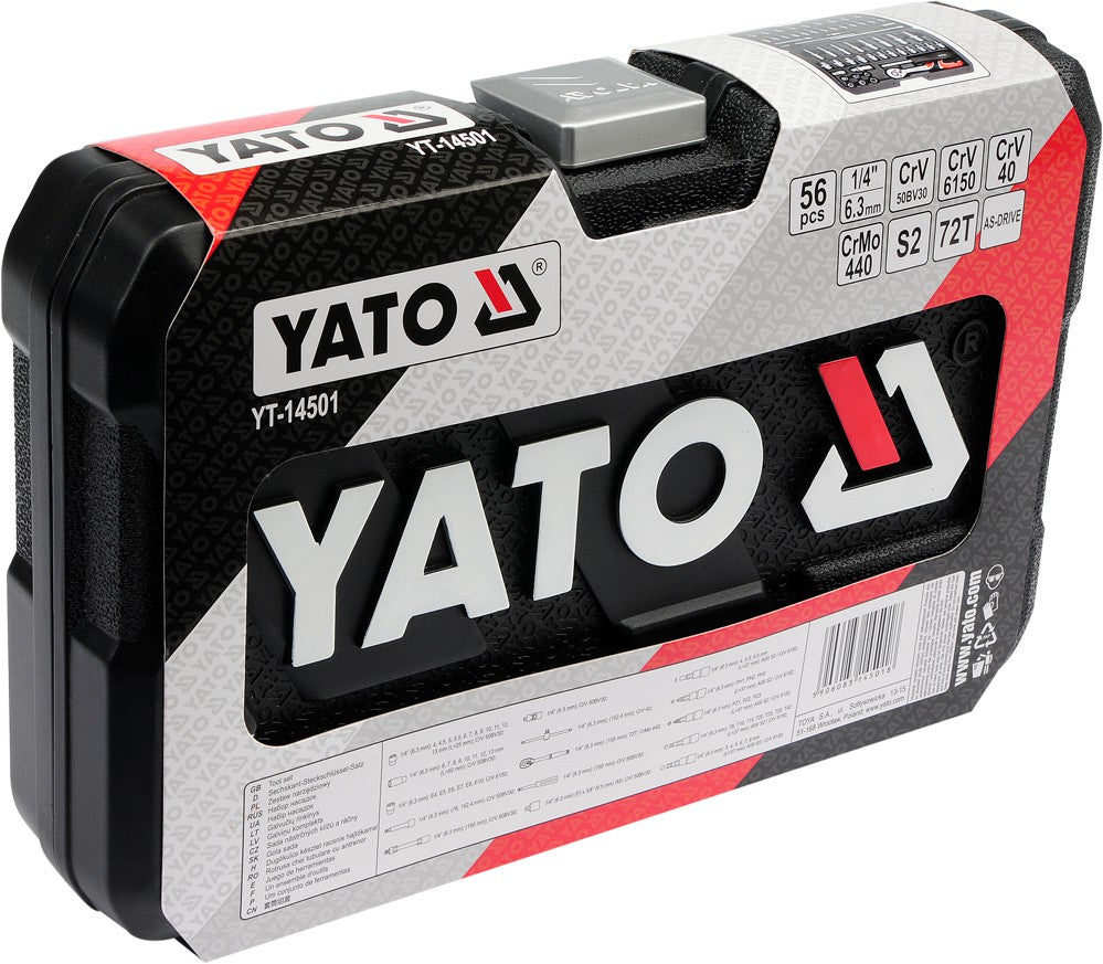 YATO SET 56el SOCKET WRENCHES YT-14501 + FLAT-EYE 6-22mm 12 PCS Product weight with unit packaging 4.2 kg