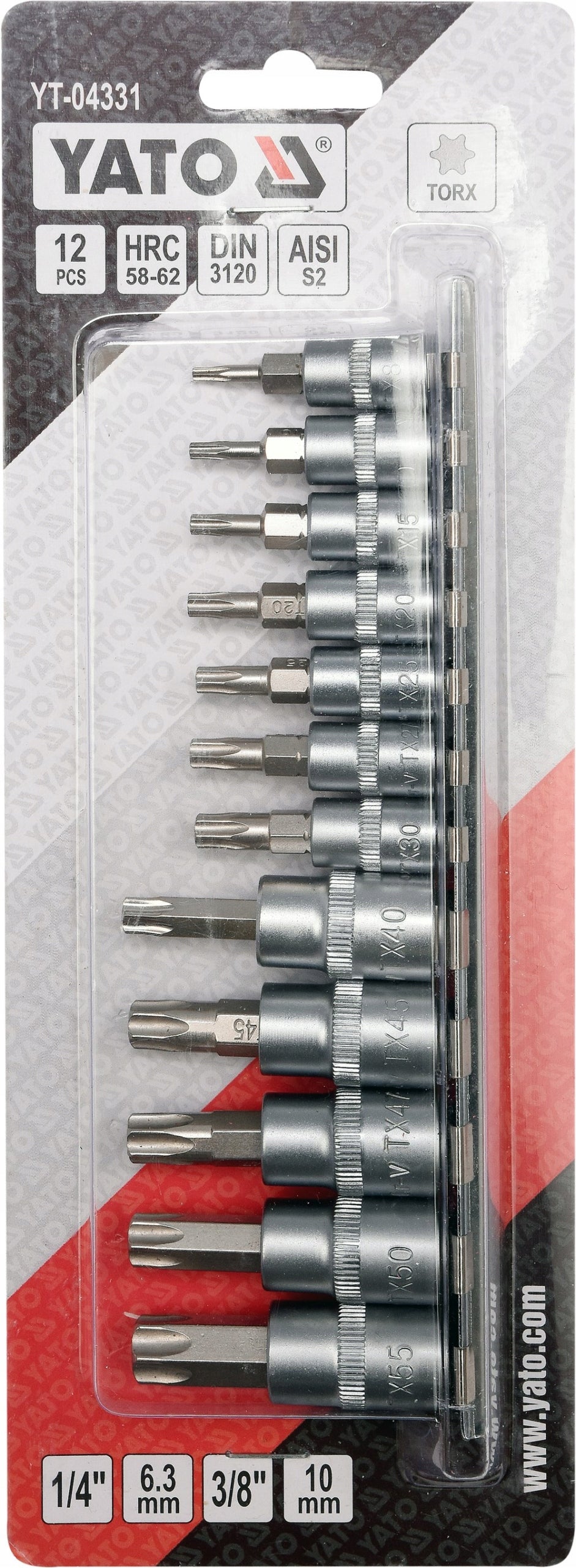 YATO SET OF TORX KEYS ON RAIL 12CZ. Brand Yato