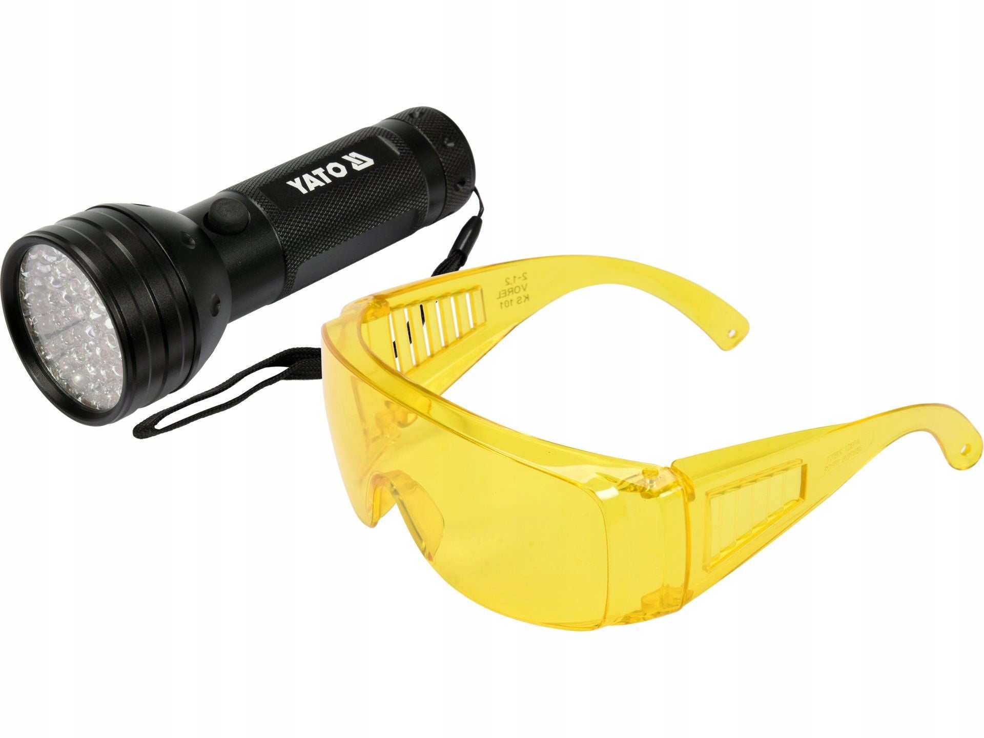 YATO SET OF UV 51 LED FLASHLIGHT AND GLASSES