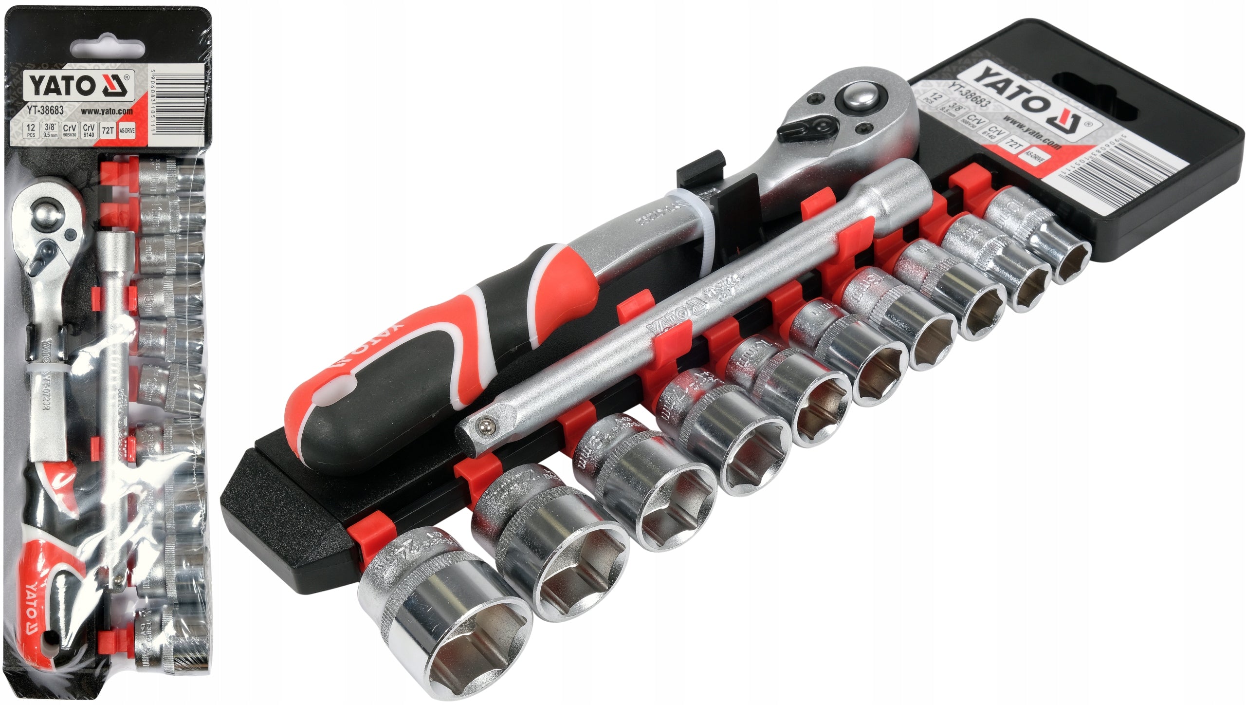 YATO SOCKET SET WITH ACCESSORIES 3/8", 10-24mm 12 EL.