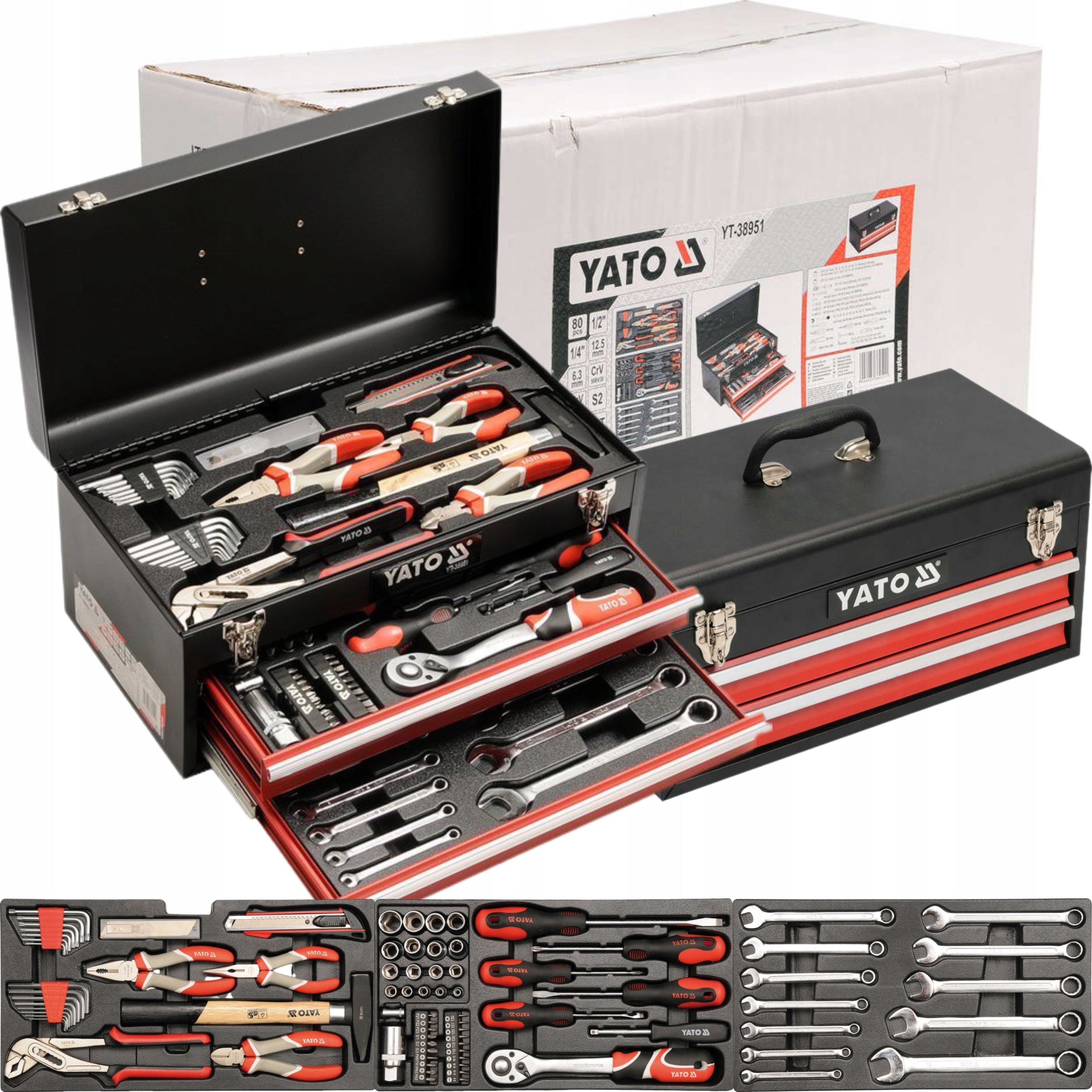 YATO TOOL BOX SET 80 cz SOCKET WRENCHES SUITCASE YT-38951