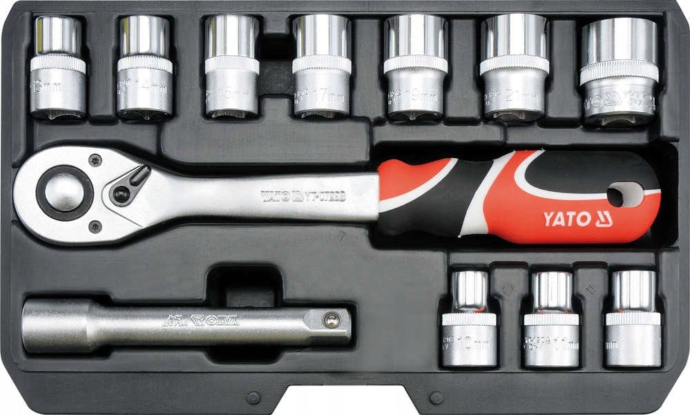 YATO TOOL KIT 1/2" 12 PIECES SOCKET WRENCHES CAP YT-38671 Brand Yato