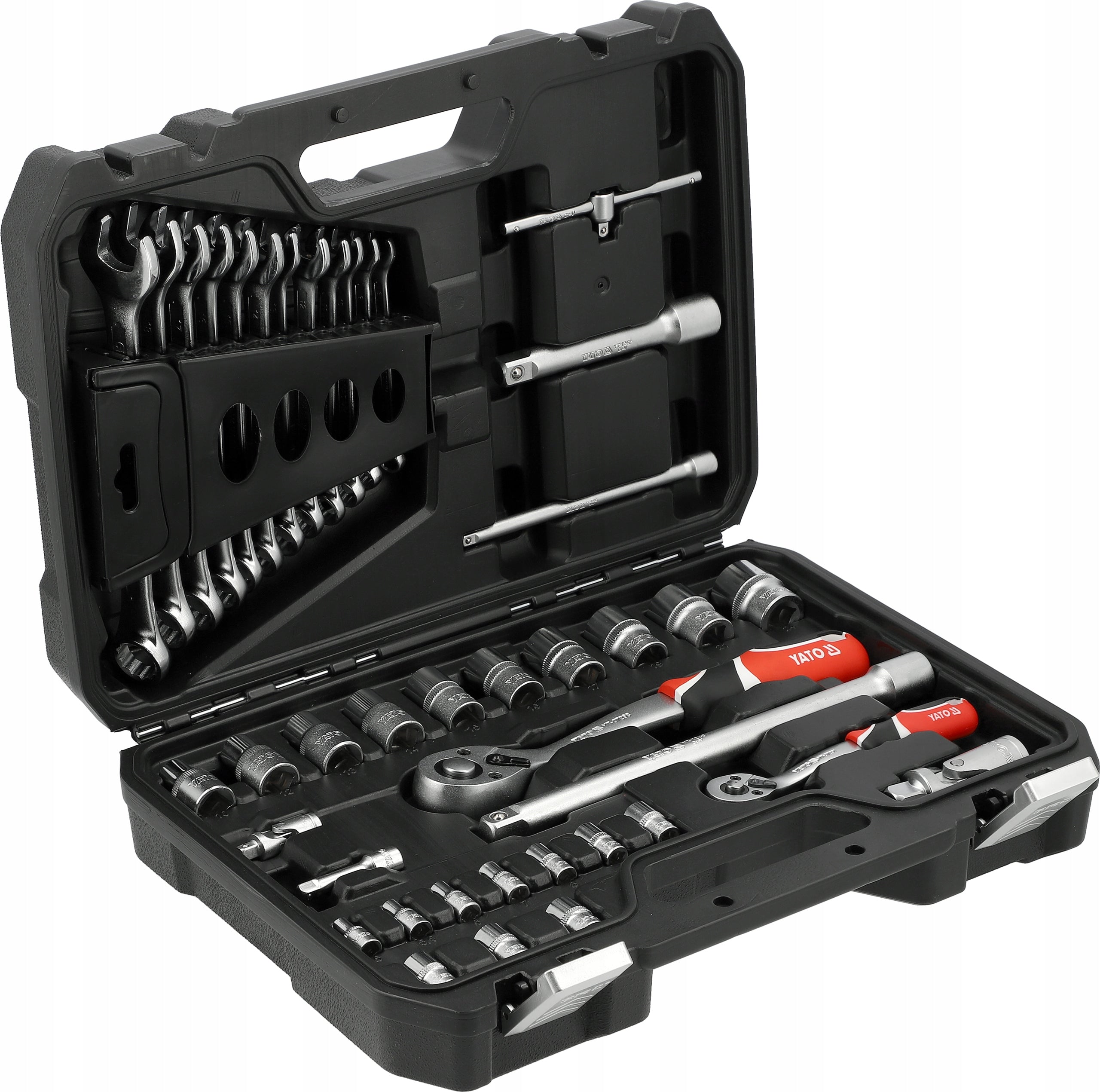 YATO TOOL KIT 1/4"; 1/2" 41el. WRENCHES CAPS TOOL CASE Manufacturer code YT-38742