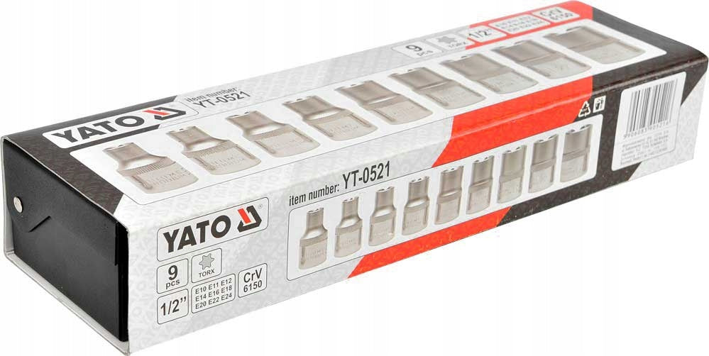 YATO TORX SOCKET WRENCHES E10-E24 SET OF 9PCS. Product weight with unit packaging 0.95 kg