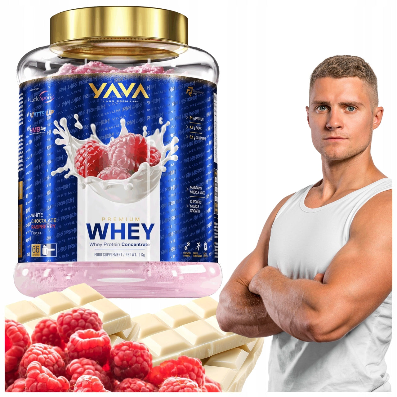 YAVA LABS PREMIUM WHEY CONCENTRATE WPC 2KG raspberry white chocolate