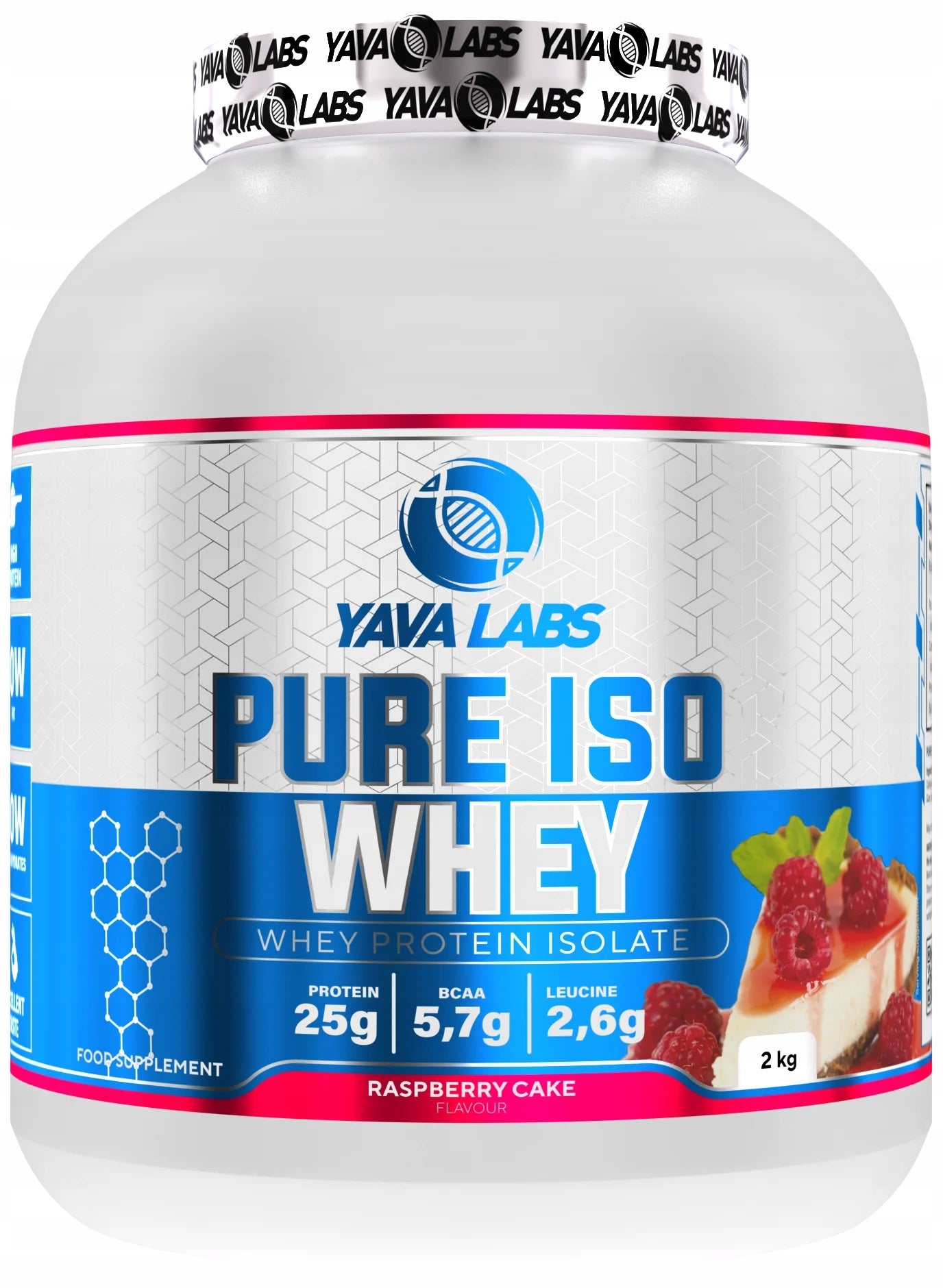 YAVA LABS PURE ISO WHEY 2KG PROTEIN ISOLATE - RASPBERRY CAKE Packaging status original