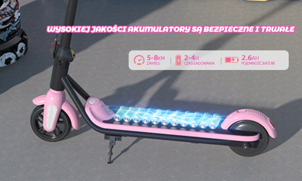 YEE GOO Electric Folding Scooter for Kids 150W 12km/h 50kg Color pink