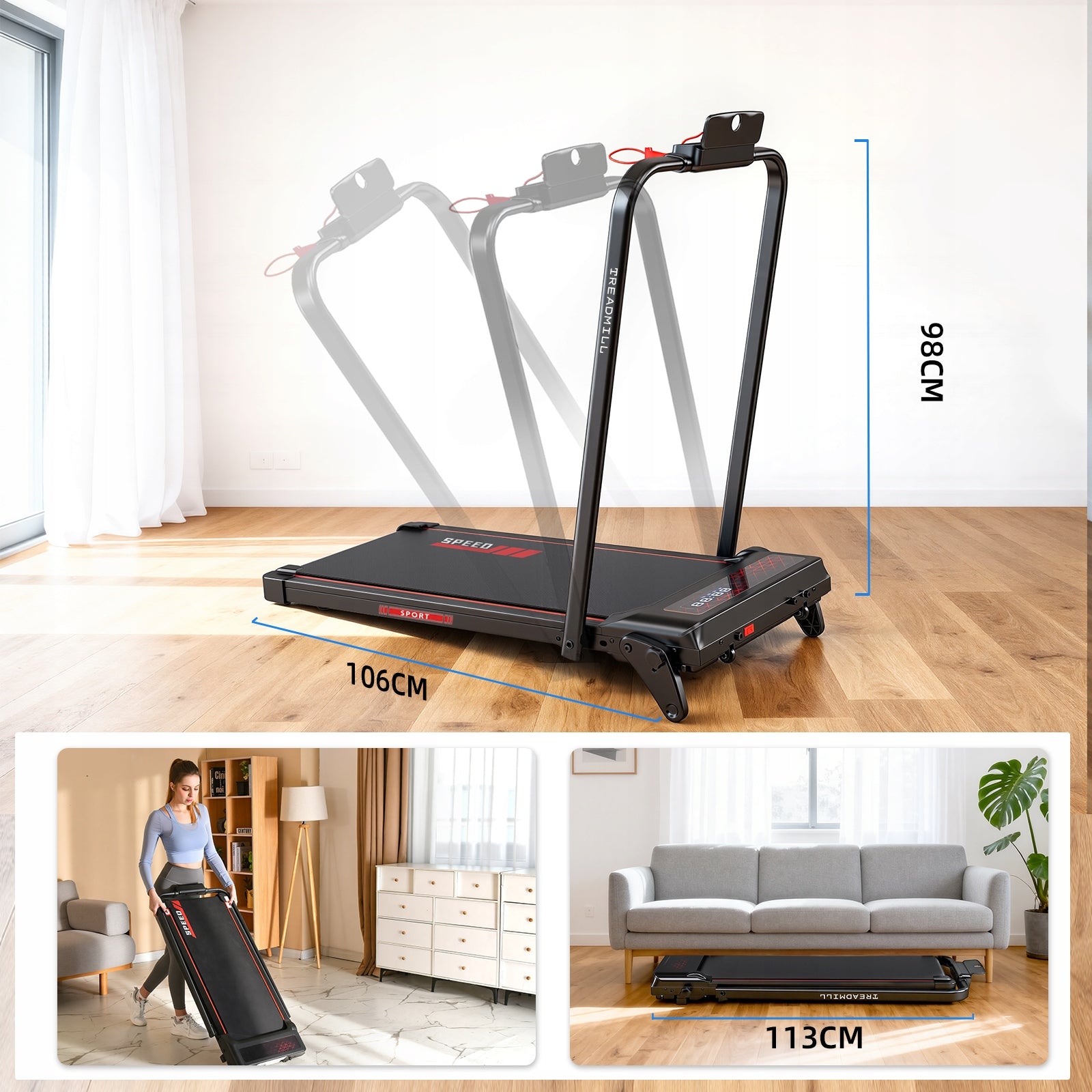 YEE GOO folding home treadmill|1-12km/h|Slope 8%|2.5HP|135KG Packaging status original