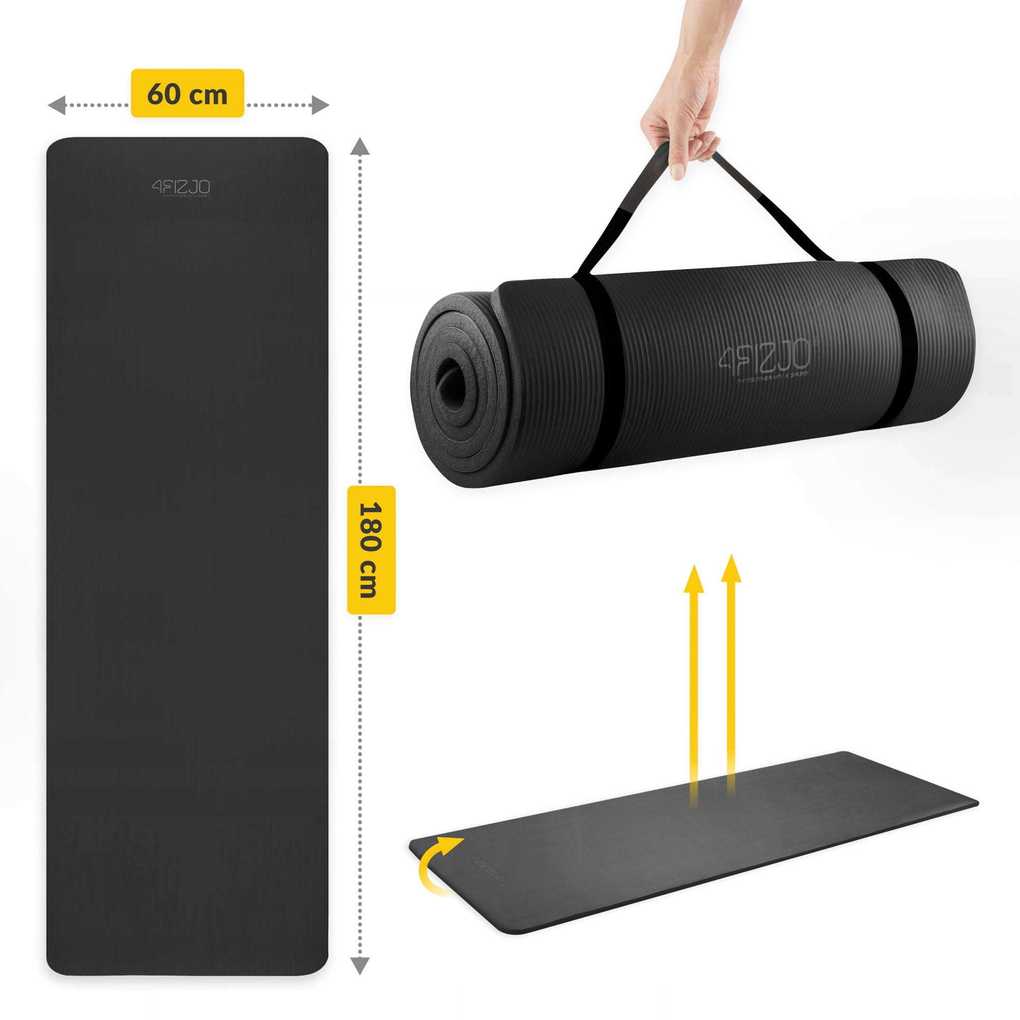 YOGA EXERCISE MAT GYMNASTIC TRAINING FITNESS HANDLE THICK NBR 1,5CM Model Mata do ćwiczeń piankowa NBR 1,5 cm