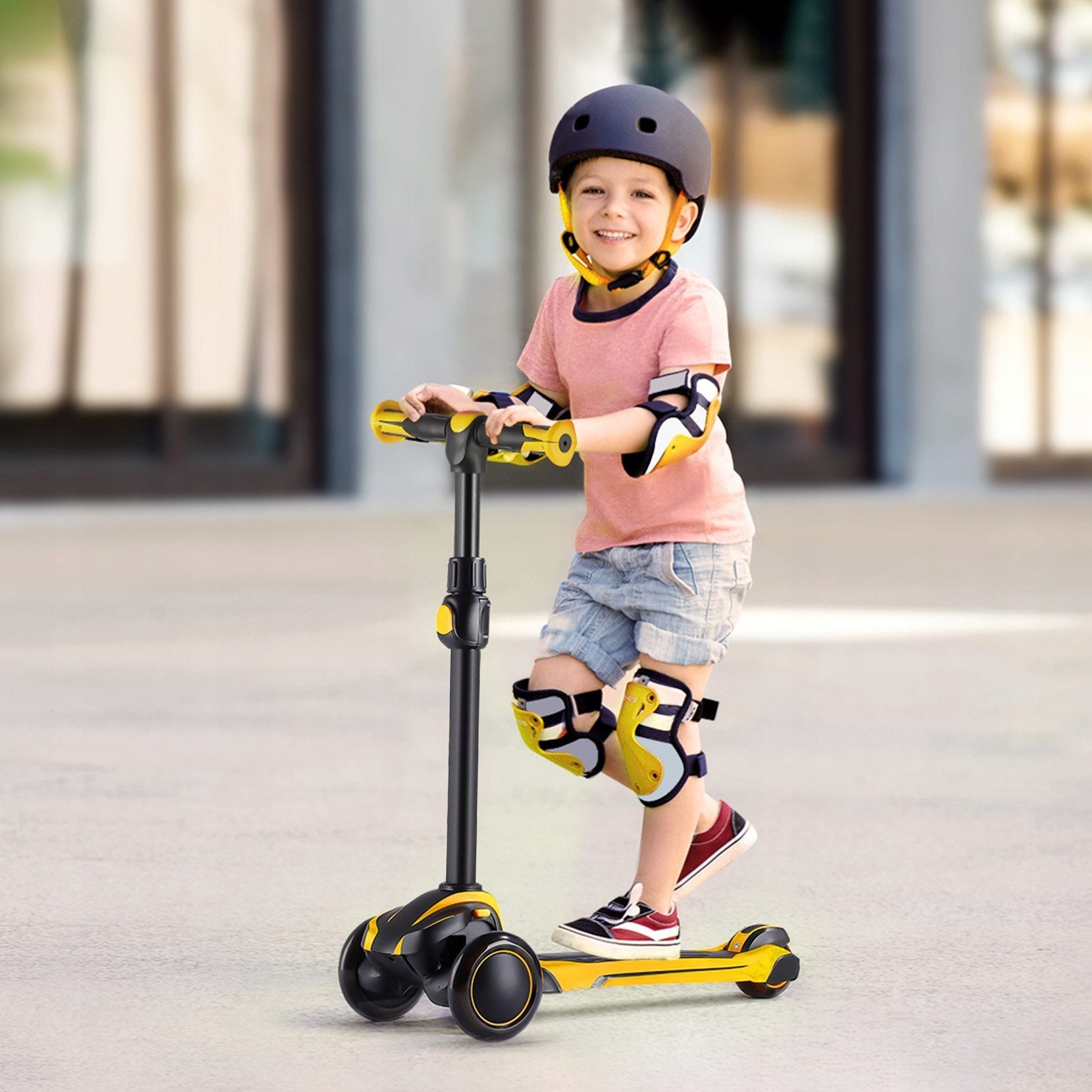 YOLEO Children's Scooter for 3-12 Years, yellow Number of wheels 3