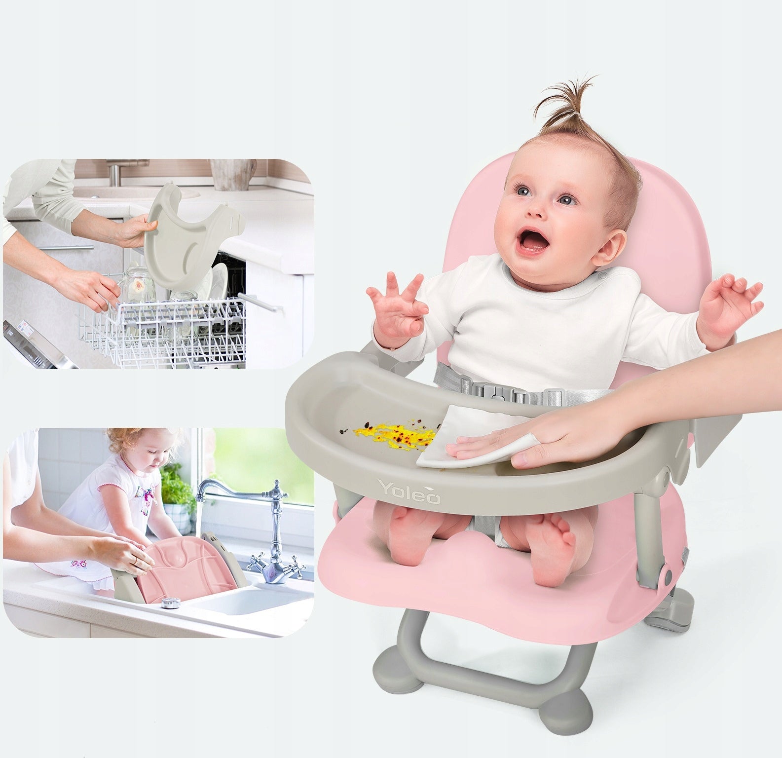 YOLEO Portable High Chair for Baby from 6 to 36 Months, pink Manufacturer code YOLEO