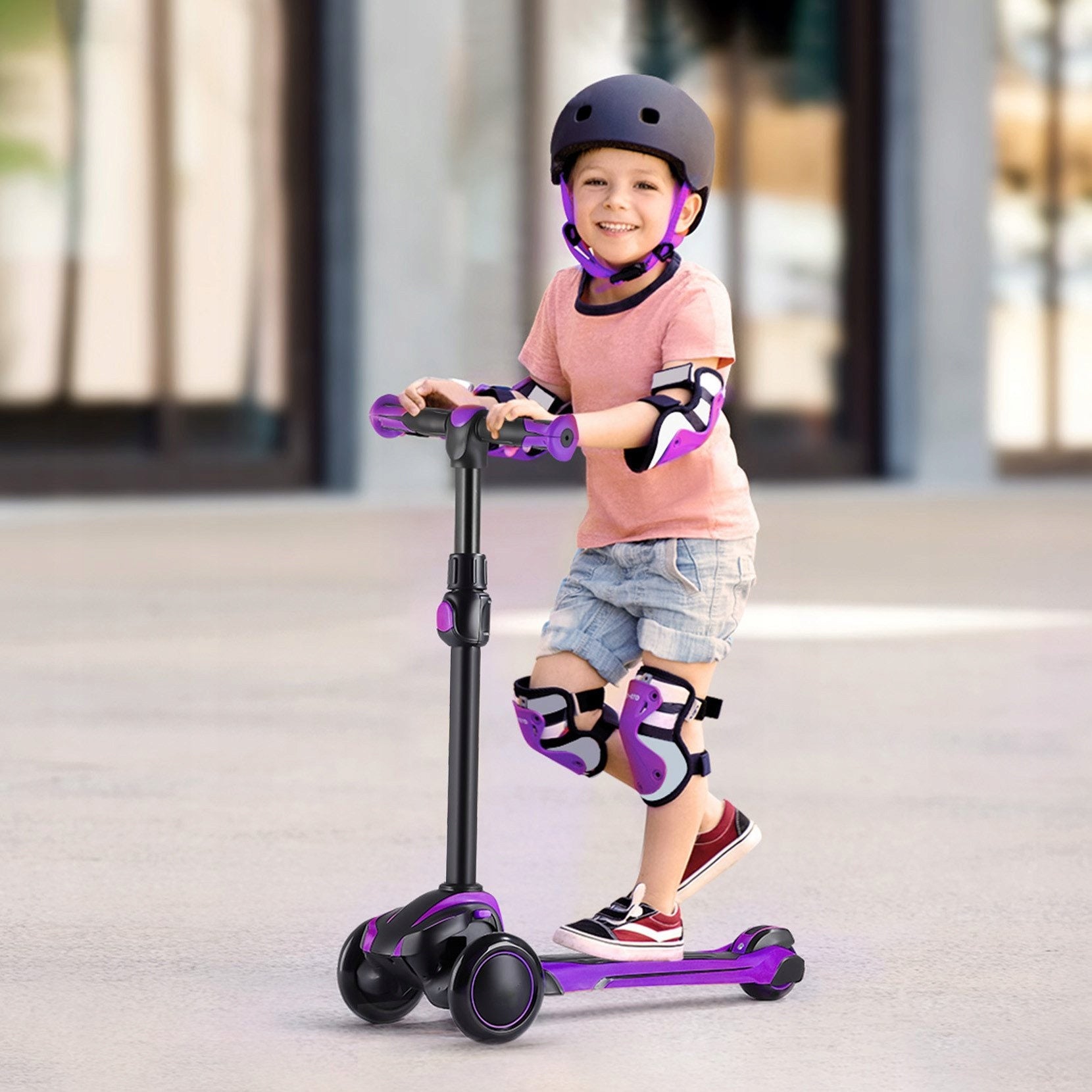 YOLEO Scooter for children aged 3-12 years, purple Kind tri-wheeled