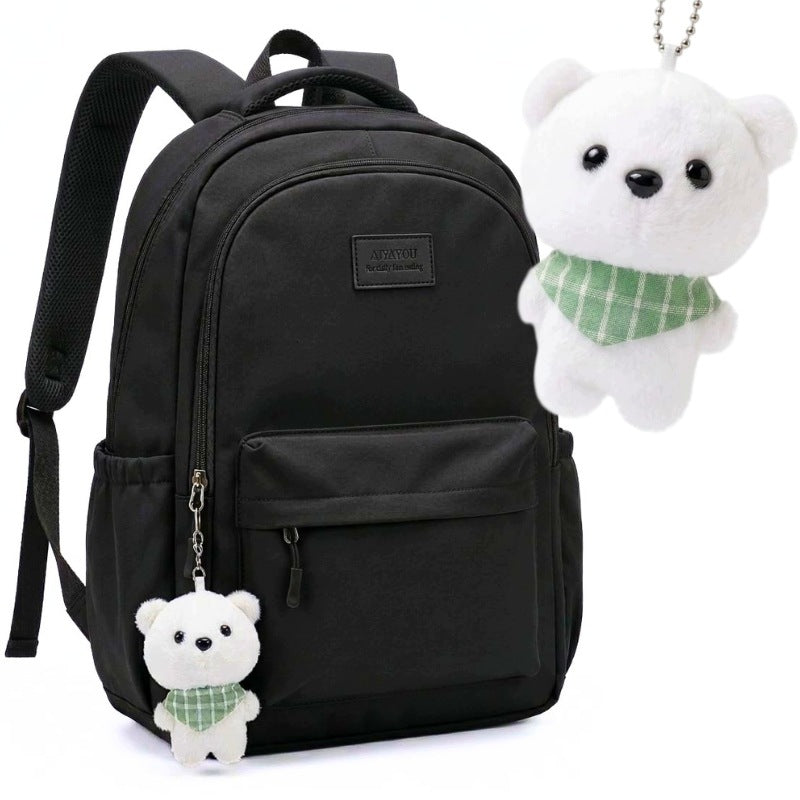 YOUTH BACKPACK LIGHT BLACK SCHOOL KEYCHAIN BEAR