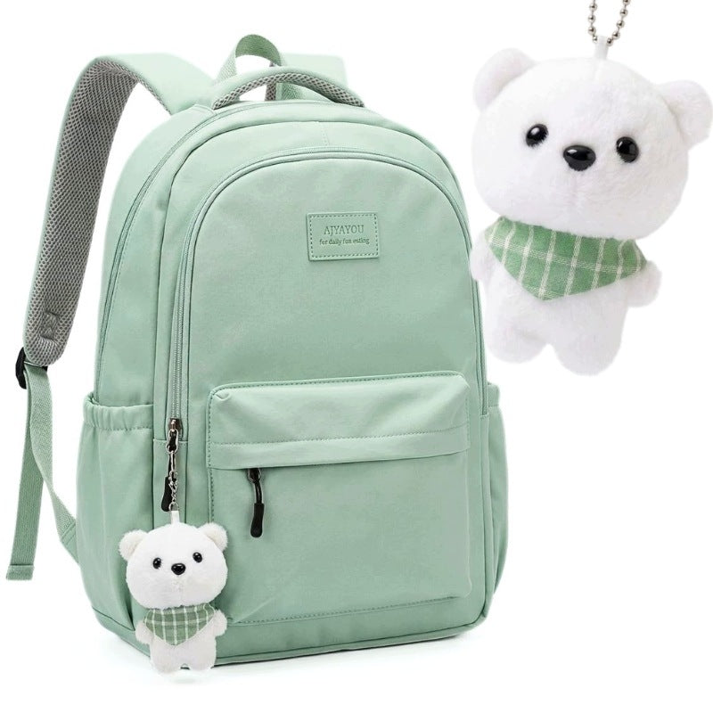 YOUTH BACKPACK LIGHT GREEN MINT SCHOOL KEYCHAIN BEAR