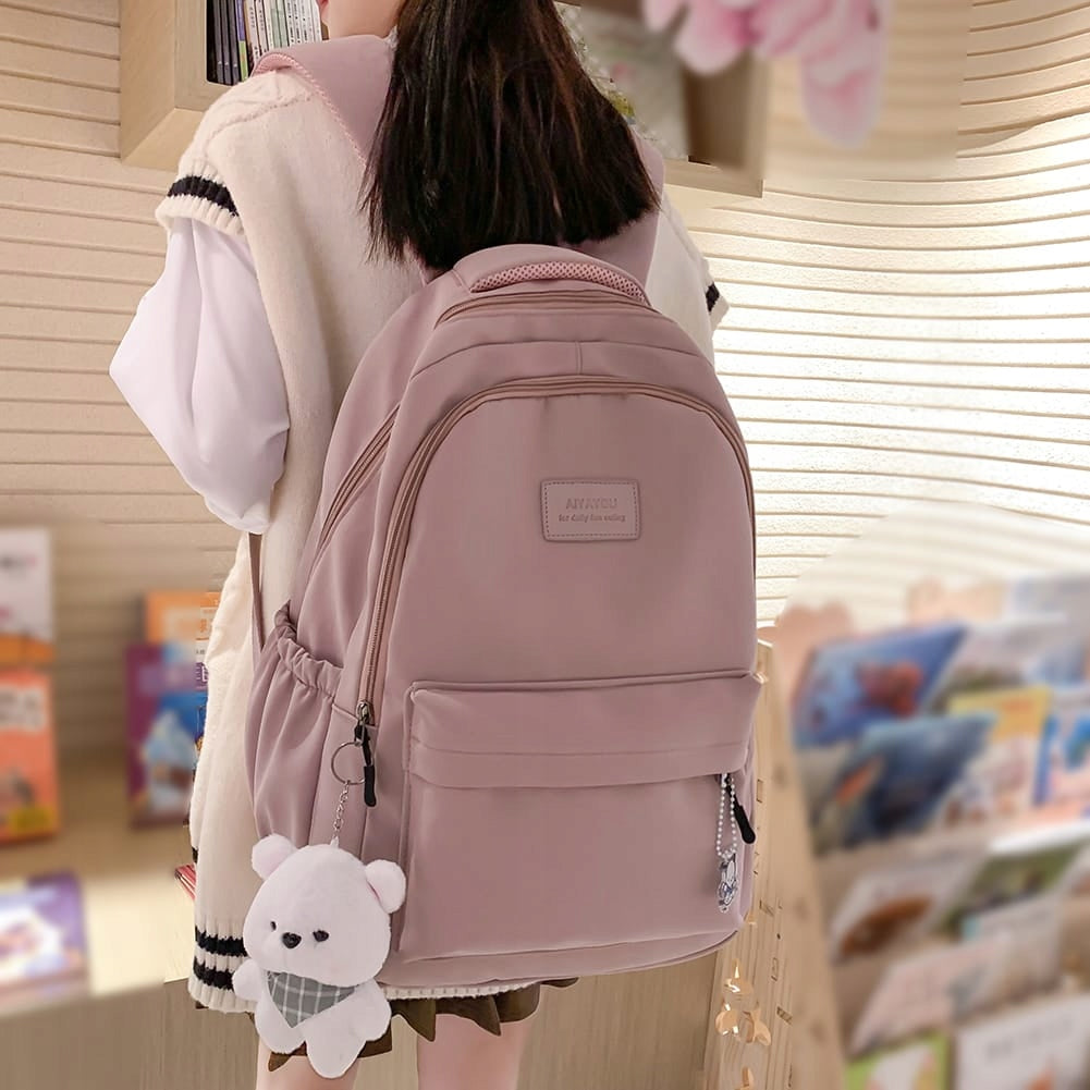YOUTH BACKPACK LIGHT PINK SCHOOL KEYCHAIN BEAR Packaging status original