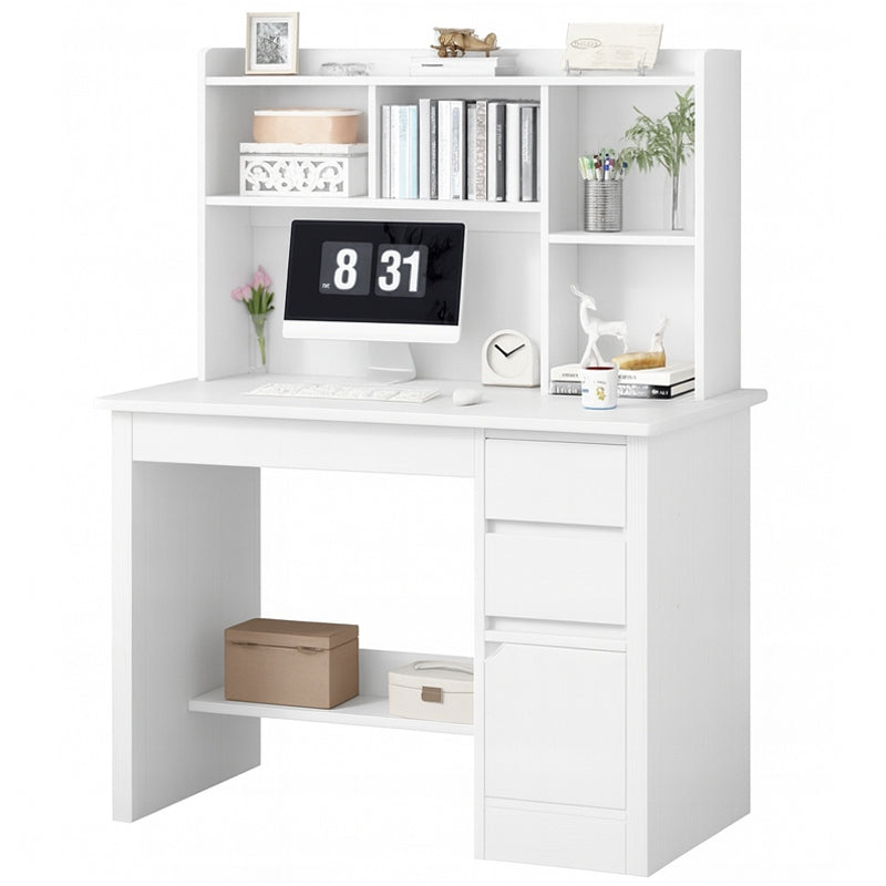 YOUTH DESK COMPUTER LOFT TABLE WHITE WITH DRAWER SHELVES BOOKCASE