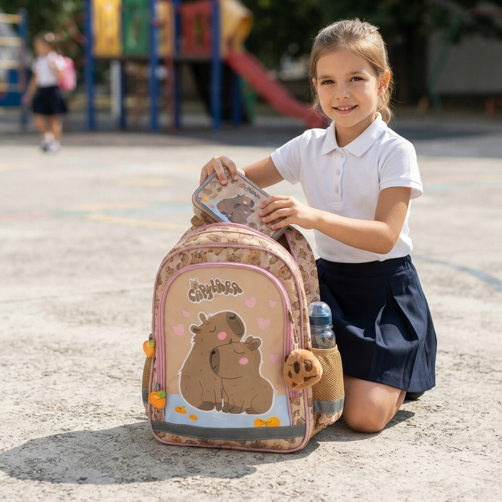 YOUTH SCHOOL BACKPACK FOR GIRLS SATCHEL CAPYBARA STYLE Manufacturer code PL15BKB10