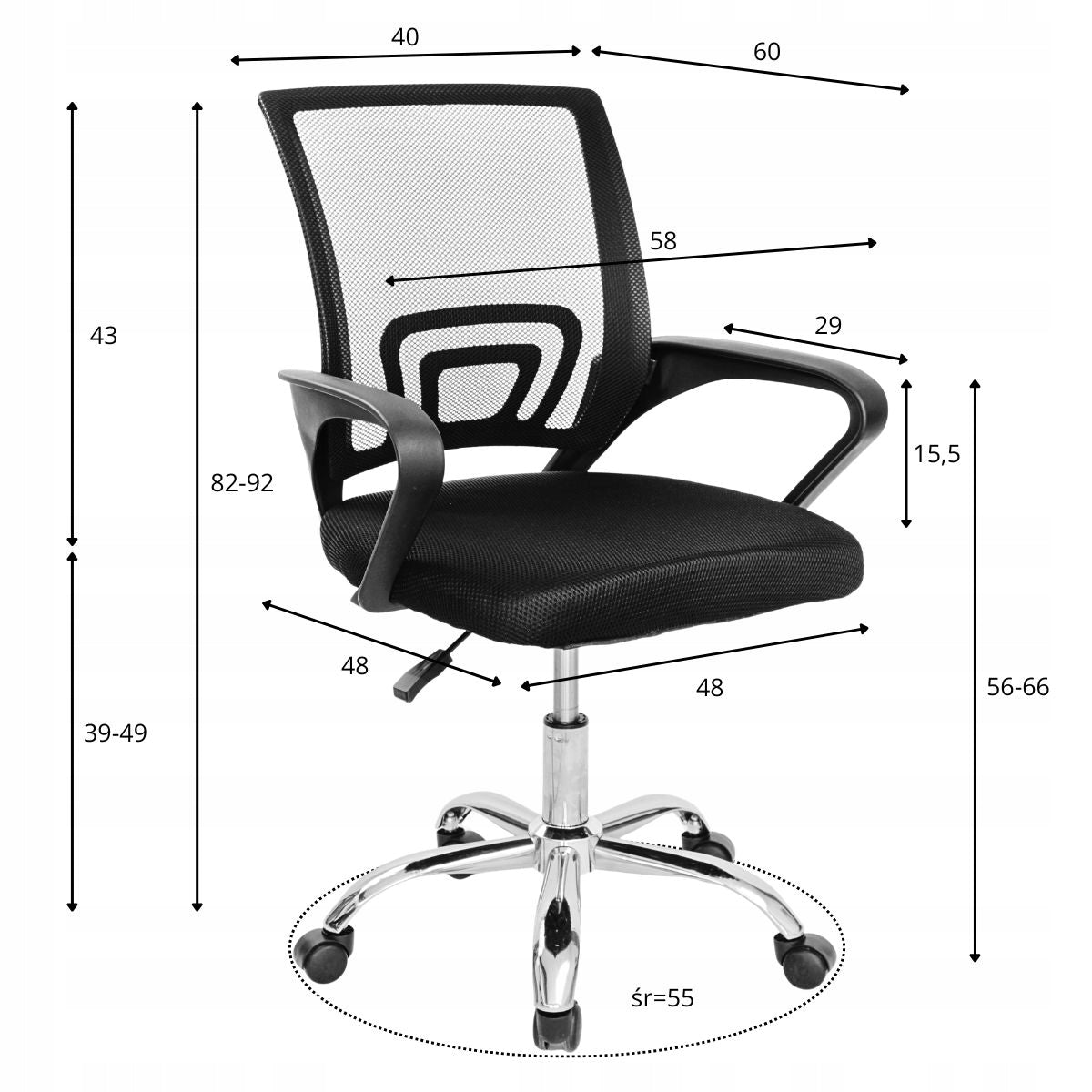 YOUTH Swivel Desk Chair for Kids Grey Mesh COMFORTABLE Packaging status original