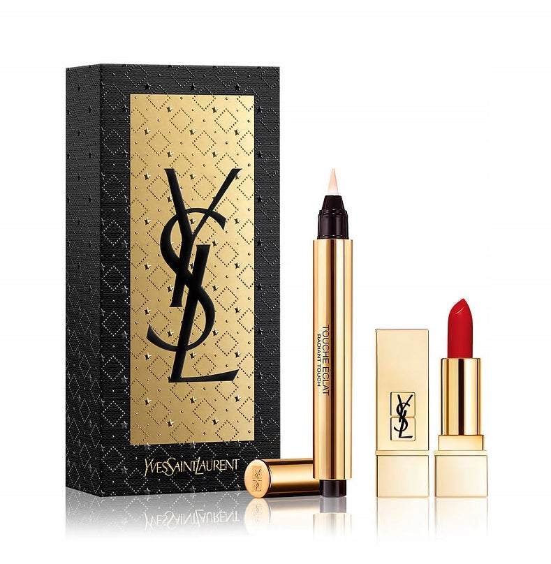 Set Yves Saint Laurent: Touche Eclat Radiant Touch 2,5 ml + Lippenstift Rouge Pur Couture 1,3 g