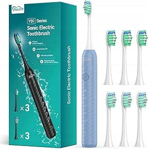 YTEATH PRO Adult Sonic Toothbrush 6 Heads Black Long Time
