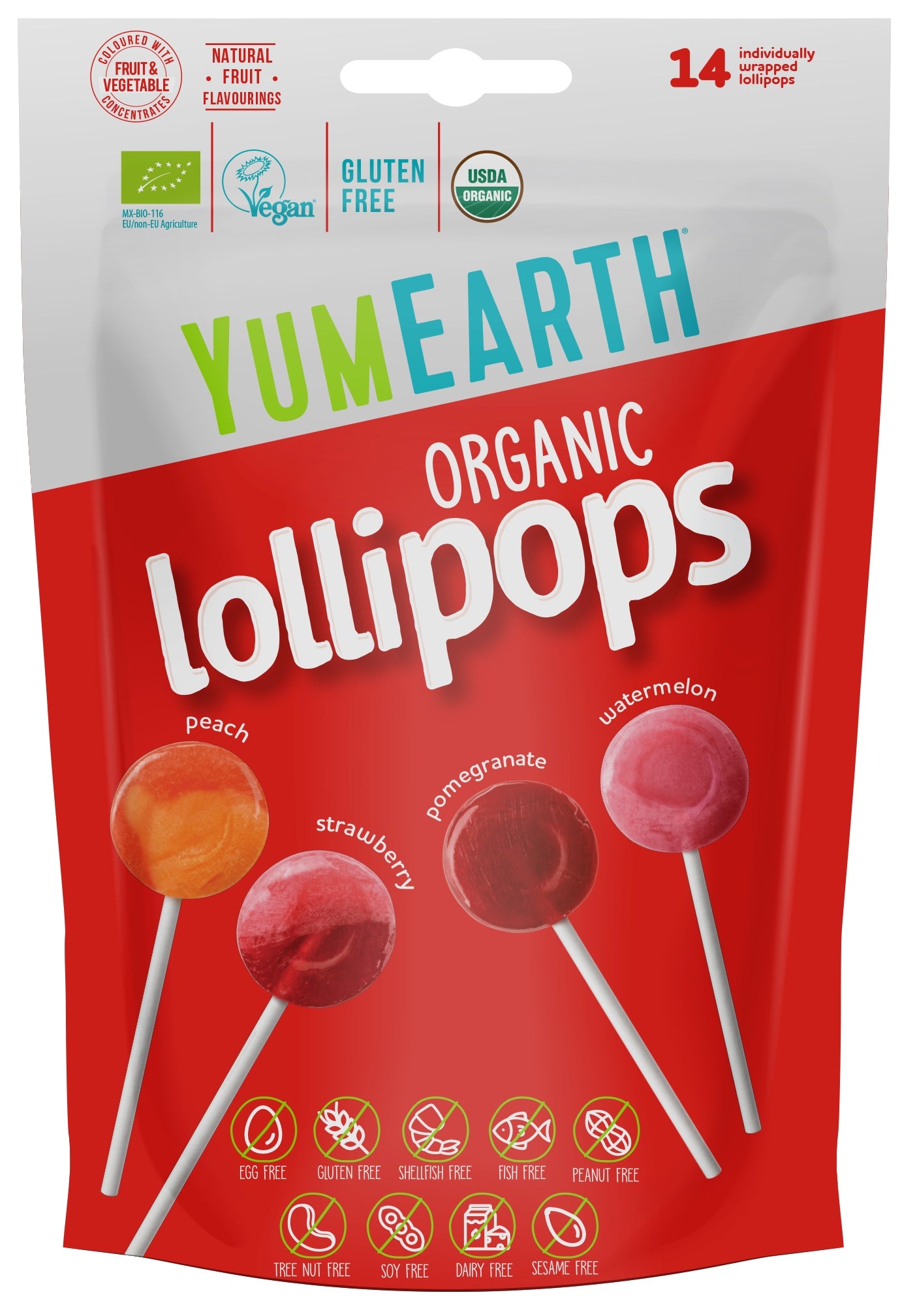 YUM Fruit Lollipops Eko Vege Mix 4 flavors 14pcs. Kind lollypop