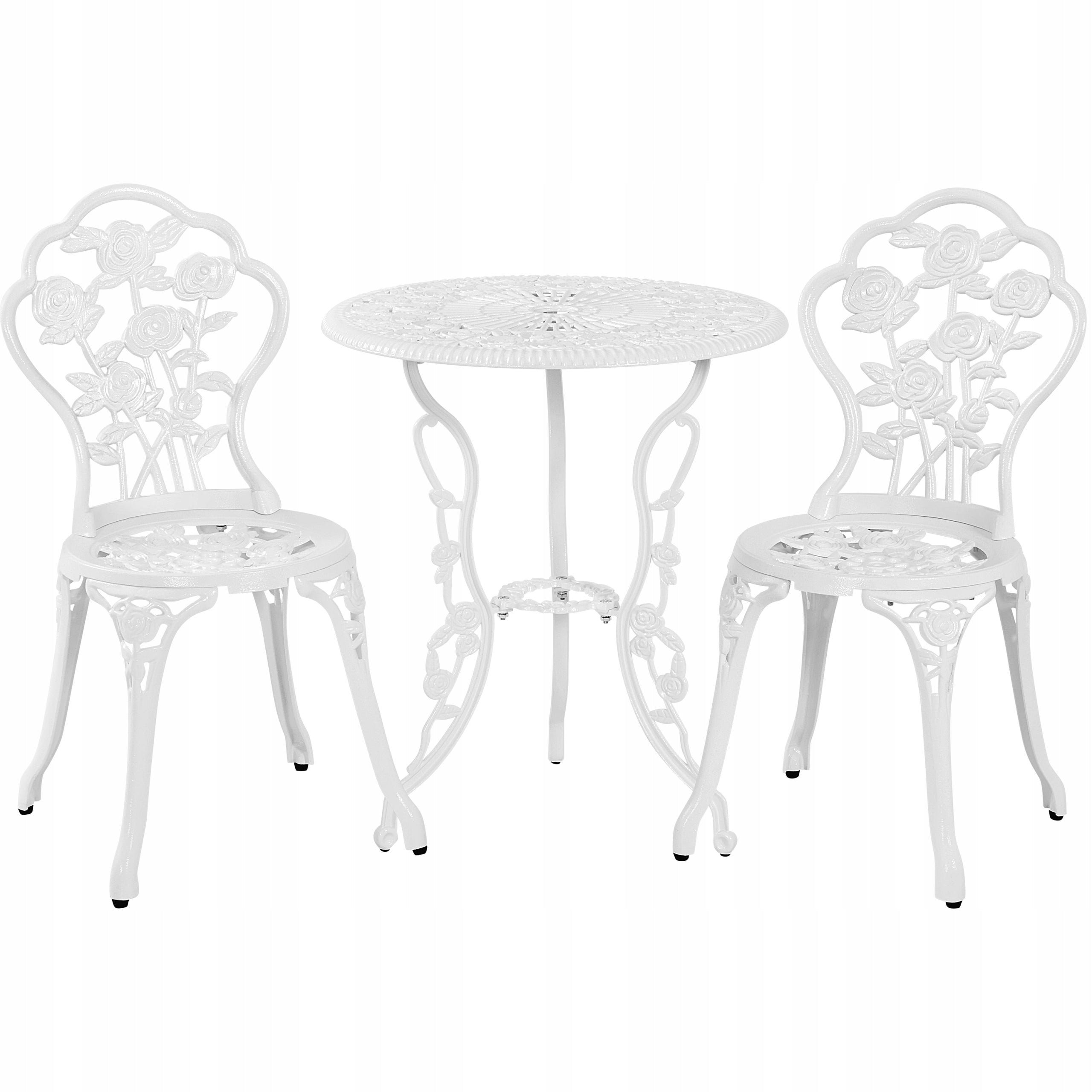 Yaheetech 3-Piece Patio Table Set, 2 Chair, 1 White Table Color white