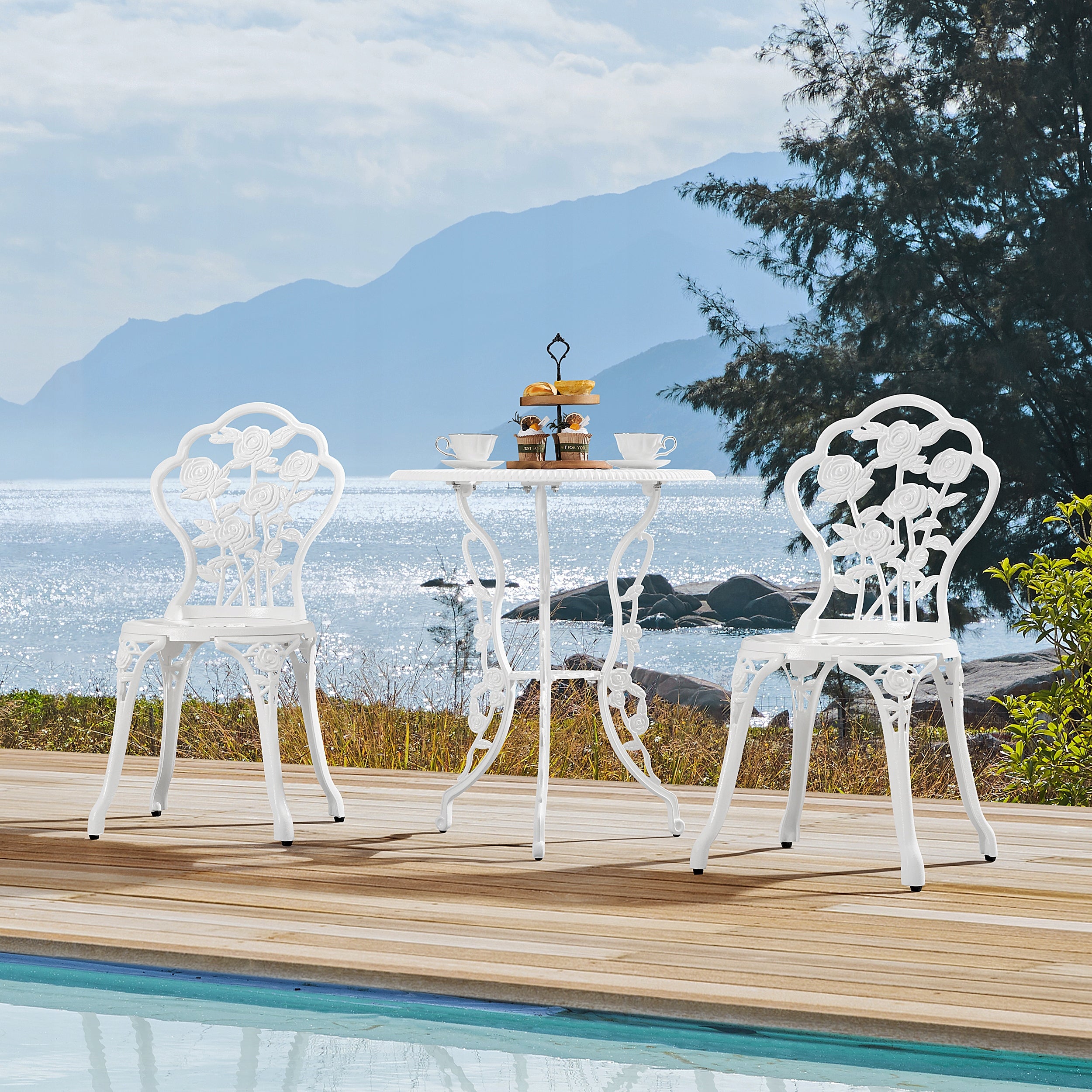 Yaheetech 3-Piece Patio Table Set, 2 Chair, 1 White Table Manufacturer Yaheetech