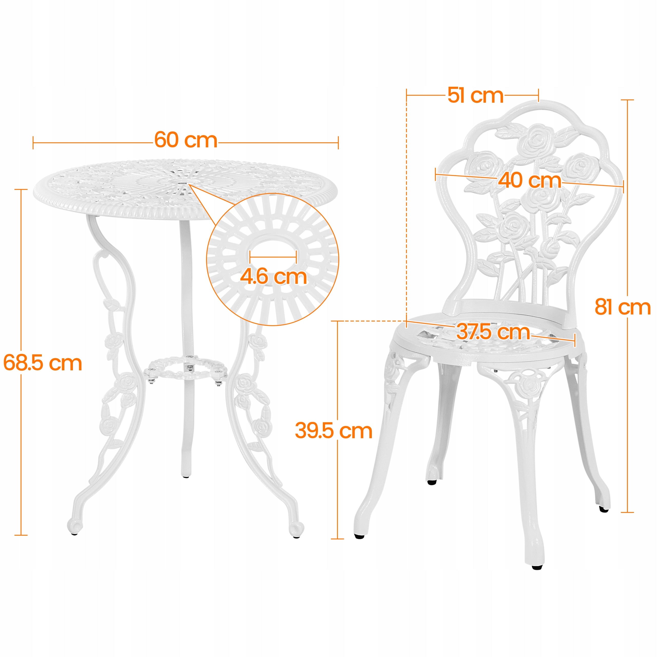 Yaheetech 3-Piece Patio Table Set, 2 Chair, 1 White Table Manufacturer code Y6101663
